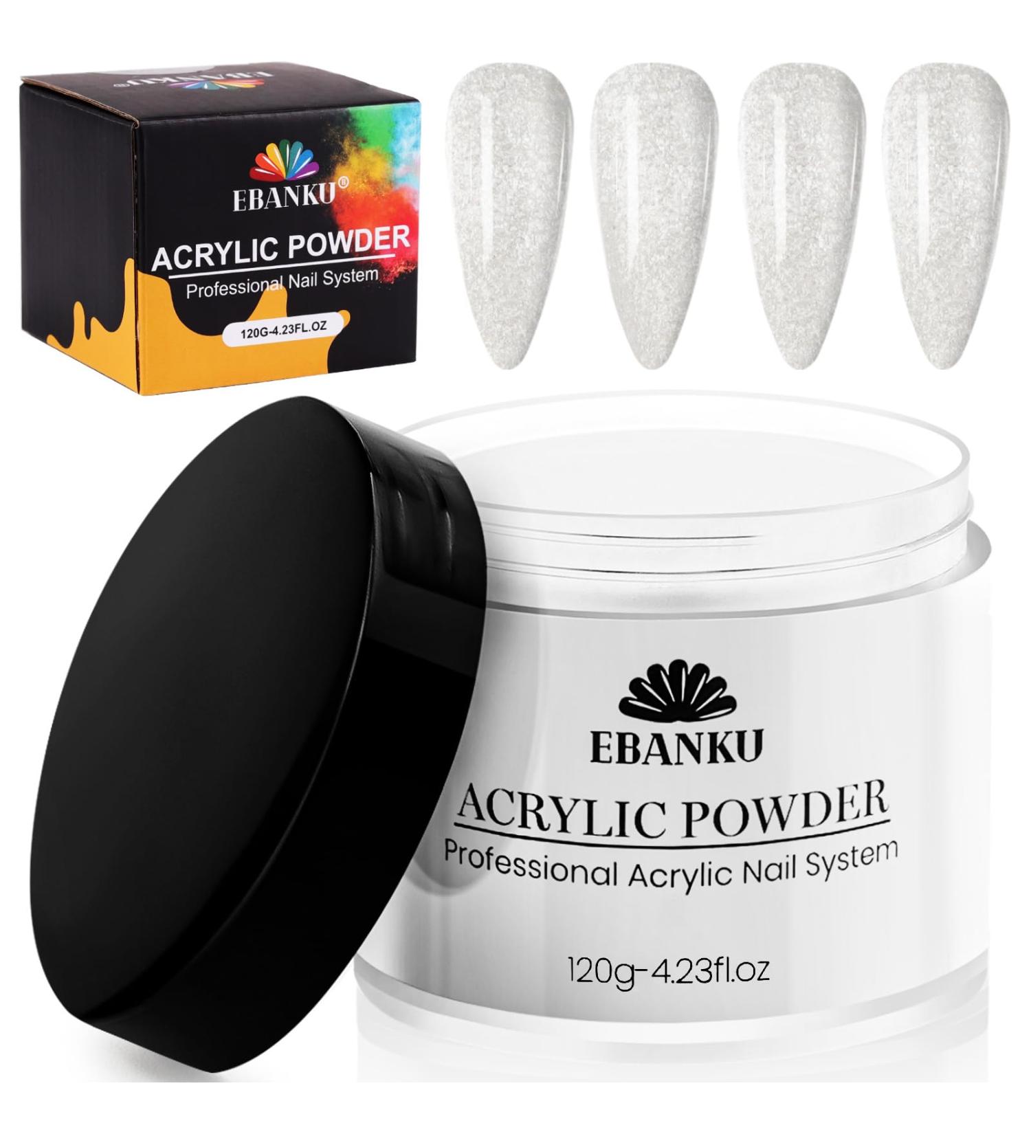 EBANKU Silver Glitter Acrylic Powder 120g/4.23oz Acrylic Powder Large Capacity Professional Acrylic Nail Powder for Nail Acrylic Extension Nail Carving Long-Lasting No Nail Lamp Needed - Buy Online on SooperMarket.com