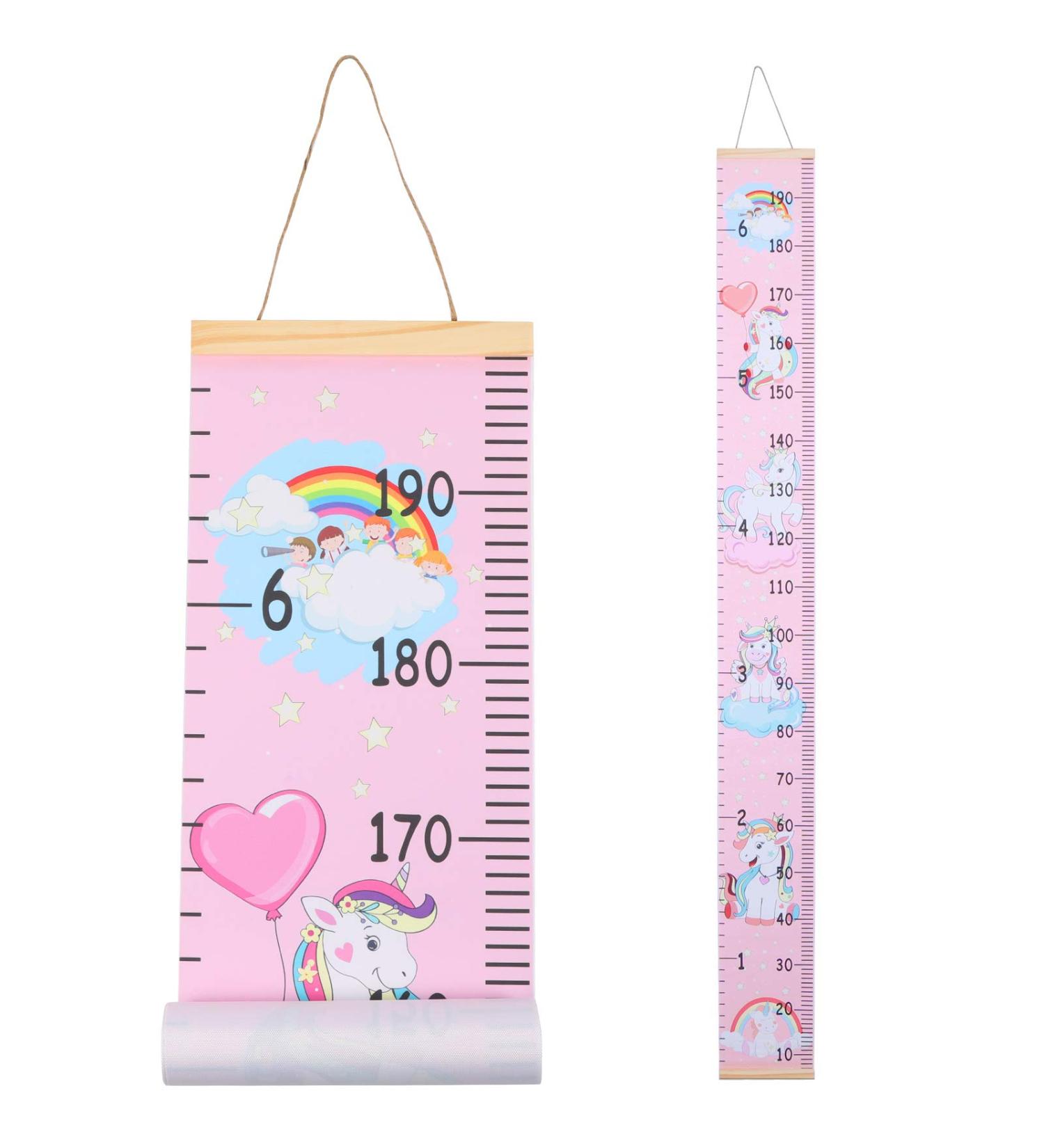 Heyu-Lotus Kids Height Chart 200X20CM - Removable Canvas and Wood Growth Chart for Boys Girls Bedroom Decoration (Unicorn 1) - Buy Online on SooperMarket.com