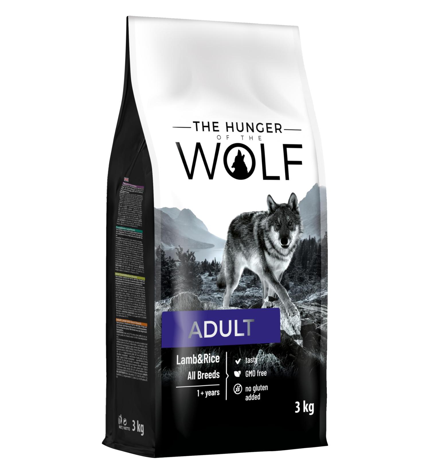Buy The Hunger of the Wolf Adult Dog Food - Lamb & Rice 3kg | Premium Dry Food for All Breeds | International Shipping - Buy Online on SooperMarket.com