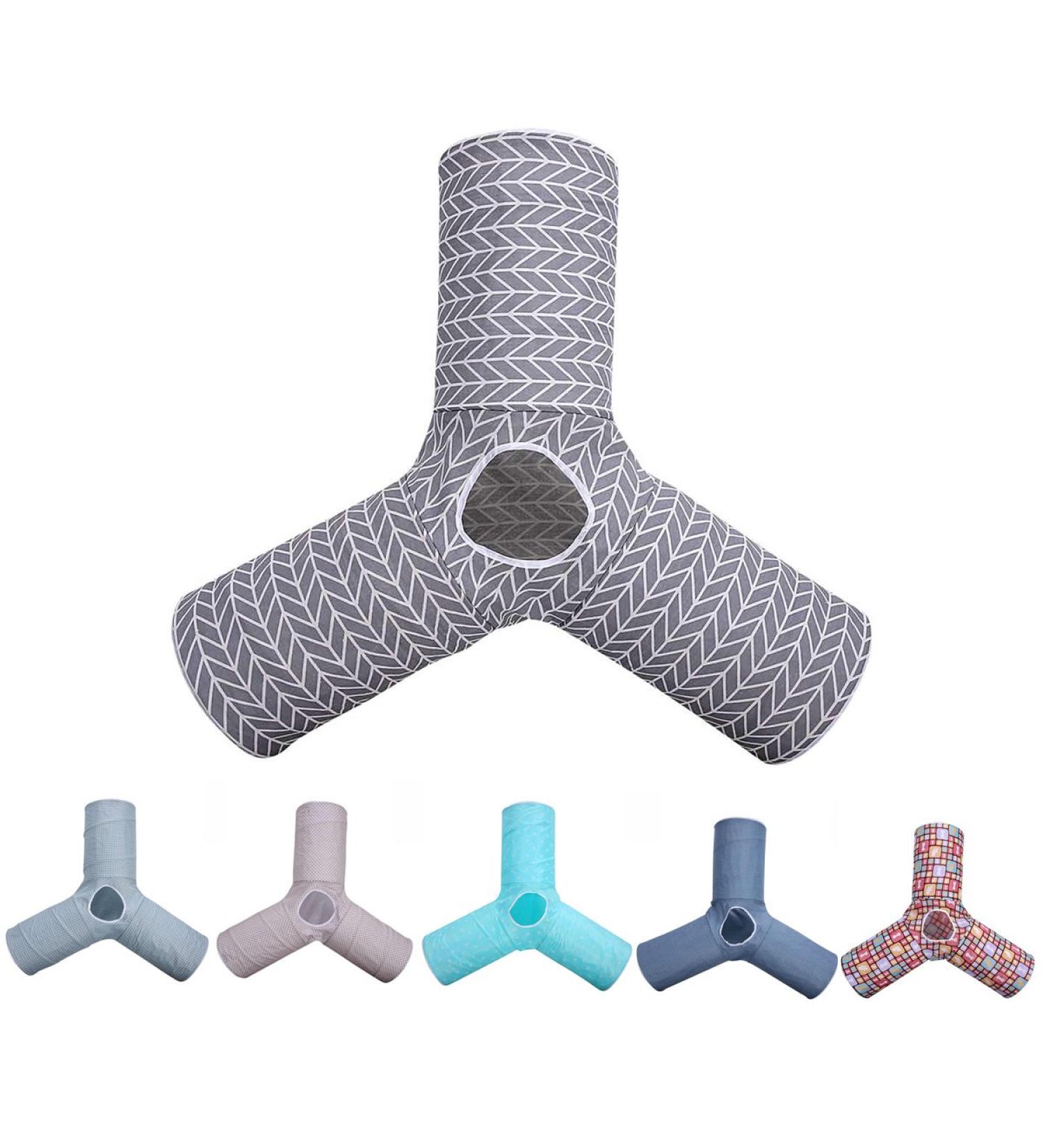 Collapsible Cat Tunnel Toy - 3-Way Play Fun for Cats, Rabbits, Kittens - Gray Arrow Design - Buy Online on SooperMarket.com