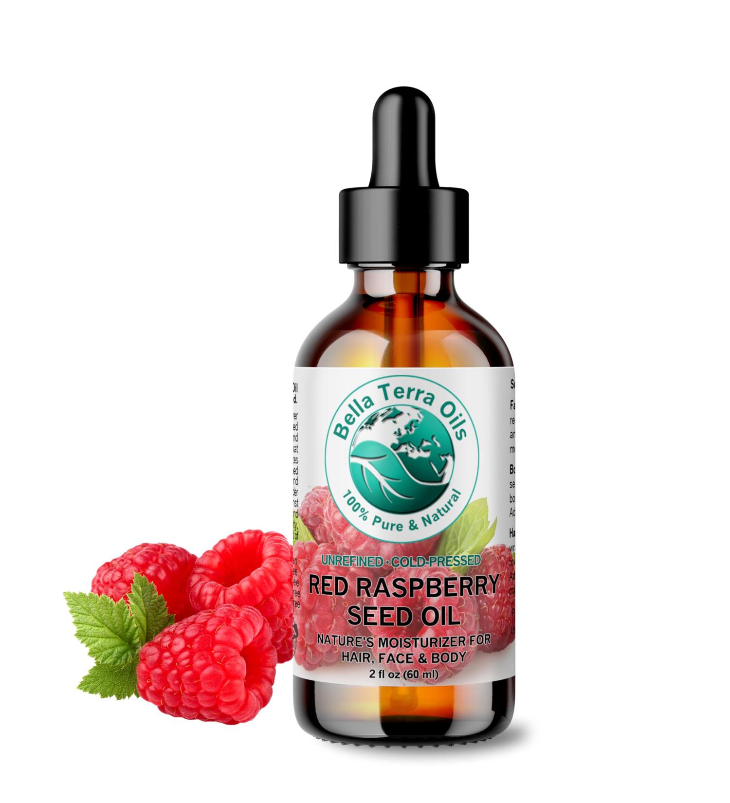 Bella Terra Red Raspberry Seed Oil 2 oz | Omega Fatty Acids & Vitamin E for Skin Nourishment | Luxurious Cold-Pressed Oil - Buy Online on SooperMarket.com