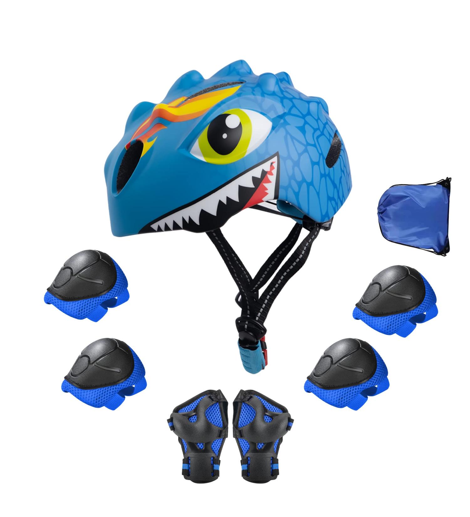 Toddler Helmet  Kids Bike Helmet with Dinosaur 3D Design  Sports Protective Gear Set and Safety Certified for 3 4 5 6 7 8 Years Old  Girls Boys Toddler Bike Cycling Skating Skateboard Scooter Helmet blue - Buy Online on SooperMarket.com