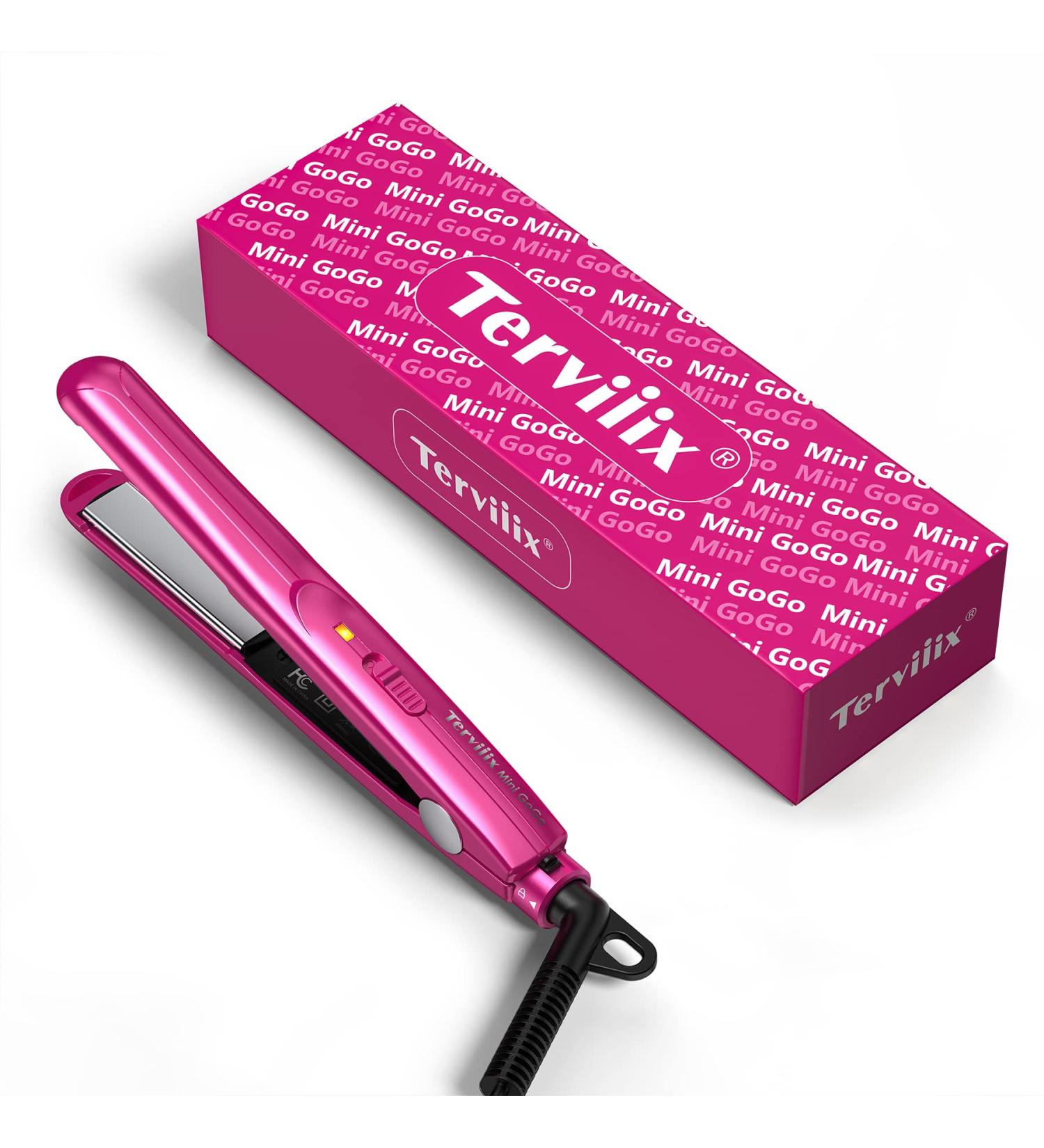 Terviiix Mini Flat Iron for Short Hair/Bangs - 0.5'' Portable Ceramic Straightener in Pink - Buy Online on SooperMarket.com
