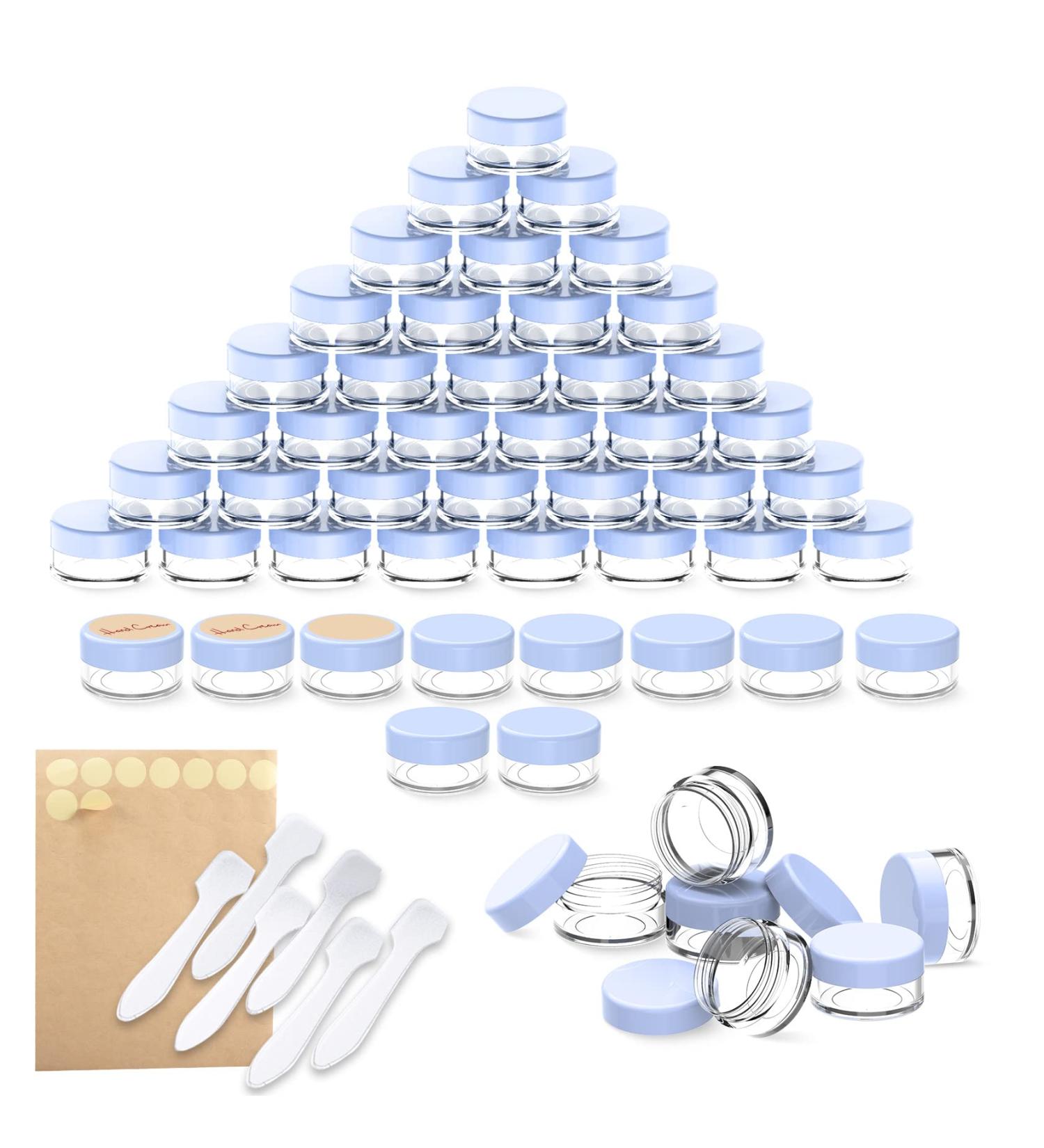 Pamiyo 60-Piece 5ml Clear Cosmetic Container Set - Travel Pots & Sample Glasses with Screw Caps for Creams Candles & More - Buy Online on SooperMarket.com