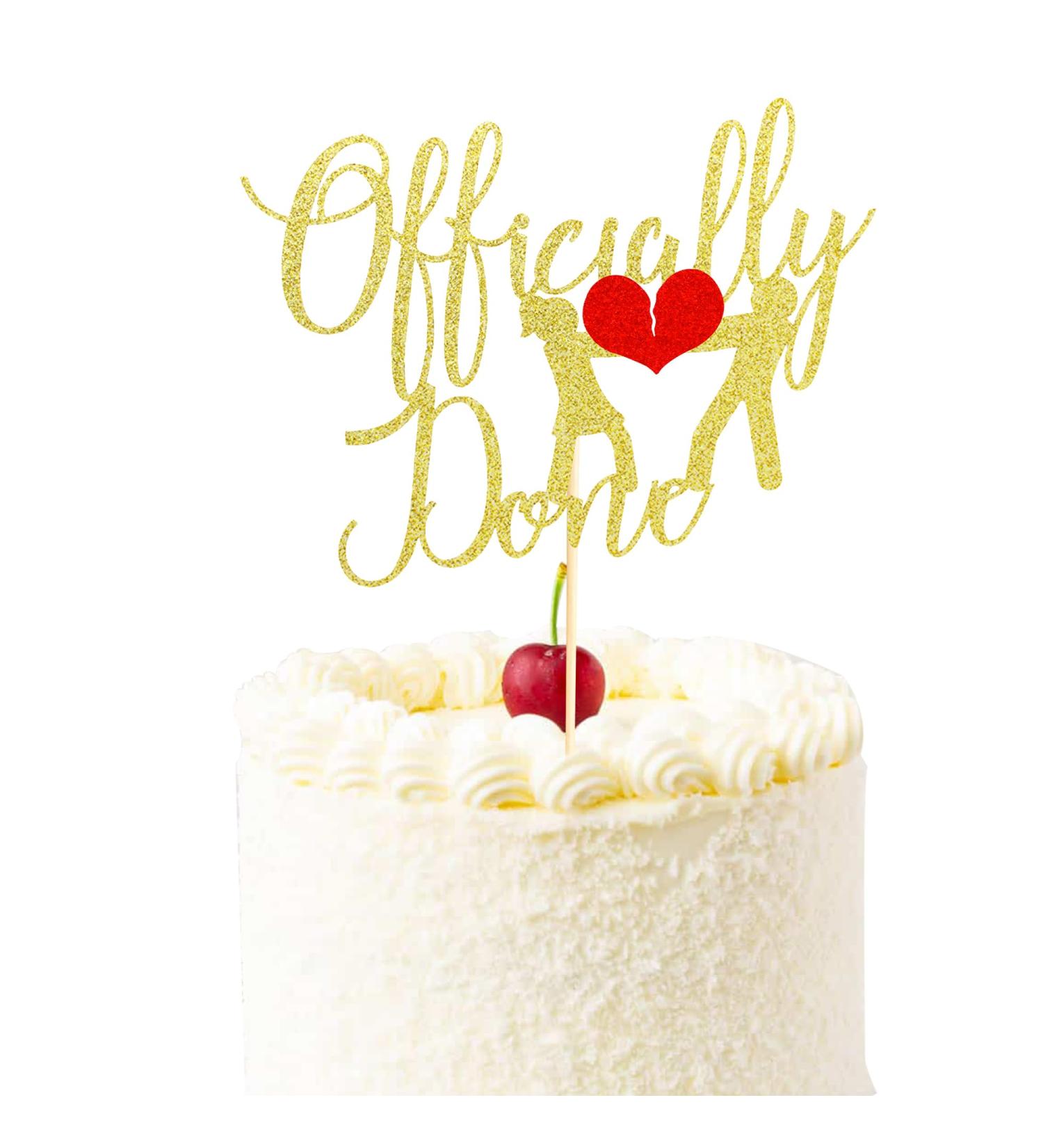 Arthsdite 1Pc Officially Done Cake Topper Divorce Cake Decoration Single Divorce Freedom Cake Topper for Broken Up Free at Last Bye Felicia Newly Unwed Party Decoration - Gold Glitter - Buy Online on SooperMarket.com