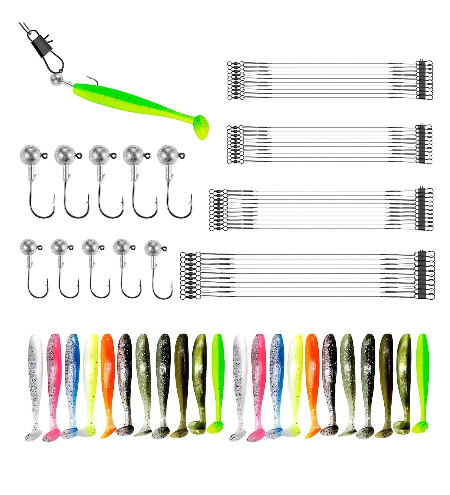 75PC Fishing Accessories Set | 40PC Steel Leaders Rubber Fish & Jig Heads for Freshwater & Saltwater | Ultimate Fishing Gear - Buy Online on SooperMarket.com