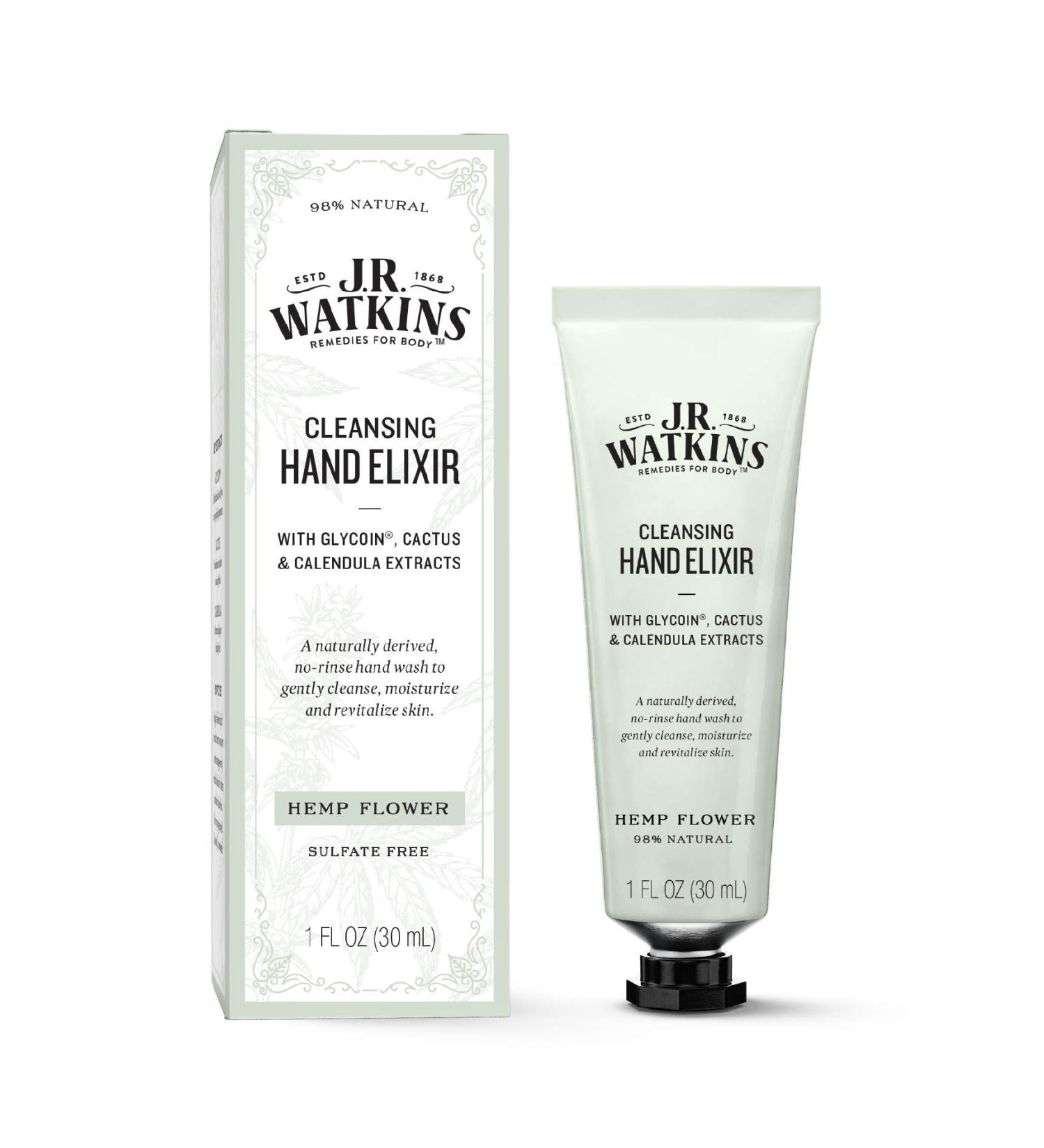 J.R. Watkins Hemp Flower Hand Elixir Waterless Cleansing Hand Wash 1 oz | International Shipping Available - Buy Online on SooperMarket.com