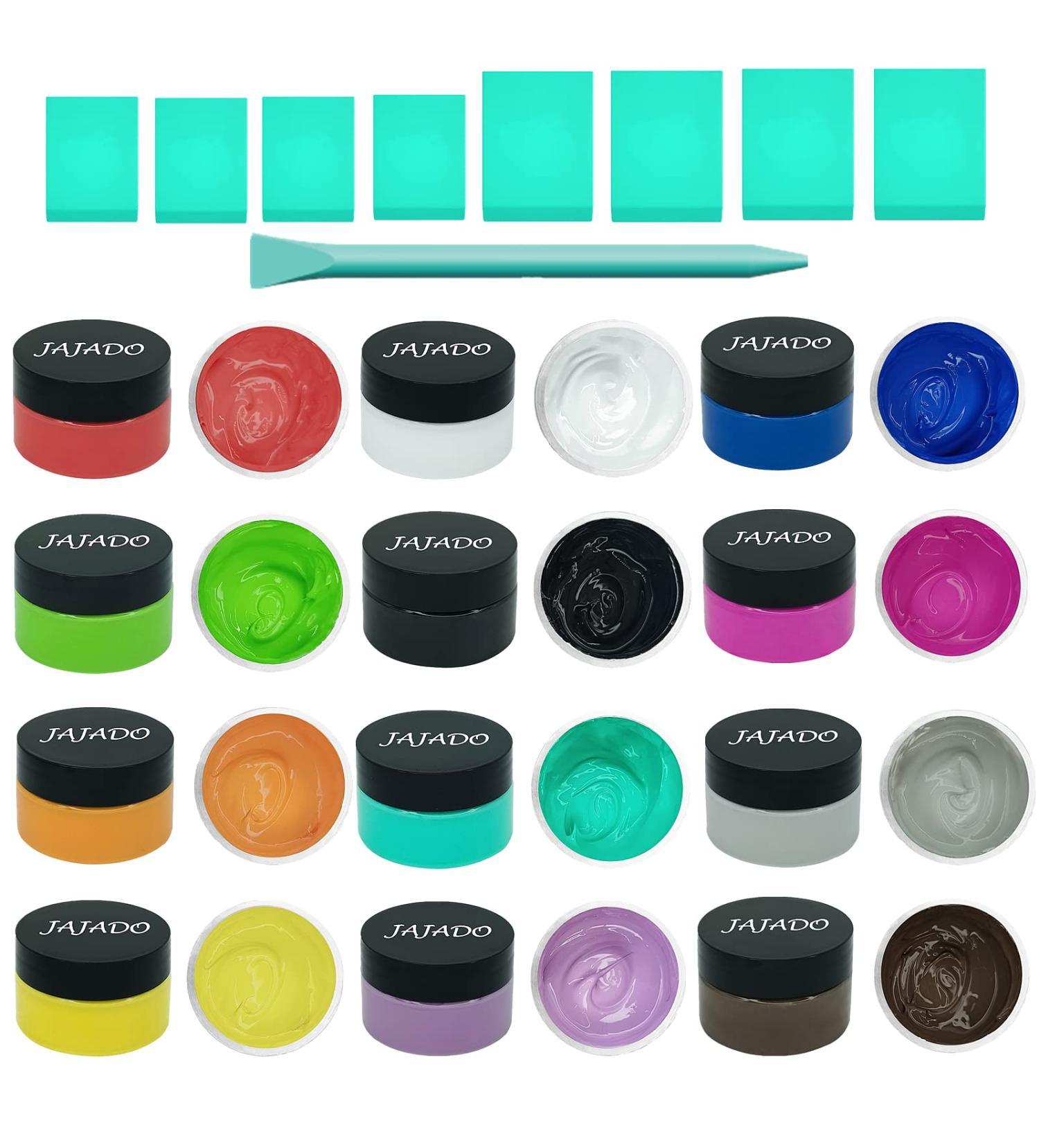 JAJADO 12 Jars Chalk Paste Paint Set with 9 Mini Squeegees and Stir Sticks - Screen Printing Ink for Furniture and Adhesive Stencils - Buy Online on SooperMarket.com