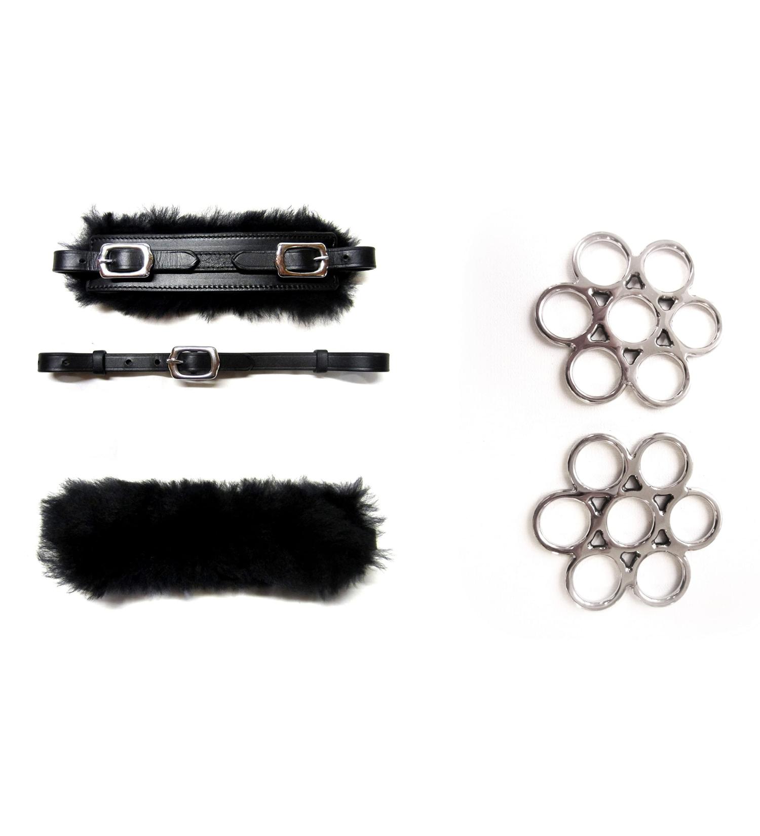 PS Horse Article Set - Bitless Bridle with Real Sheepskin Black & Silver Fittings | International Shipping Available - Buy Online on SooperMarket.com