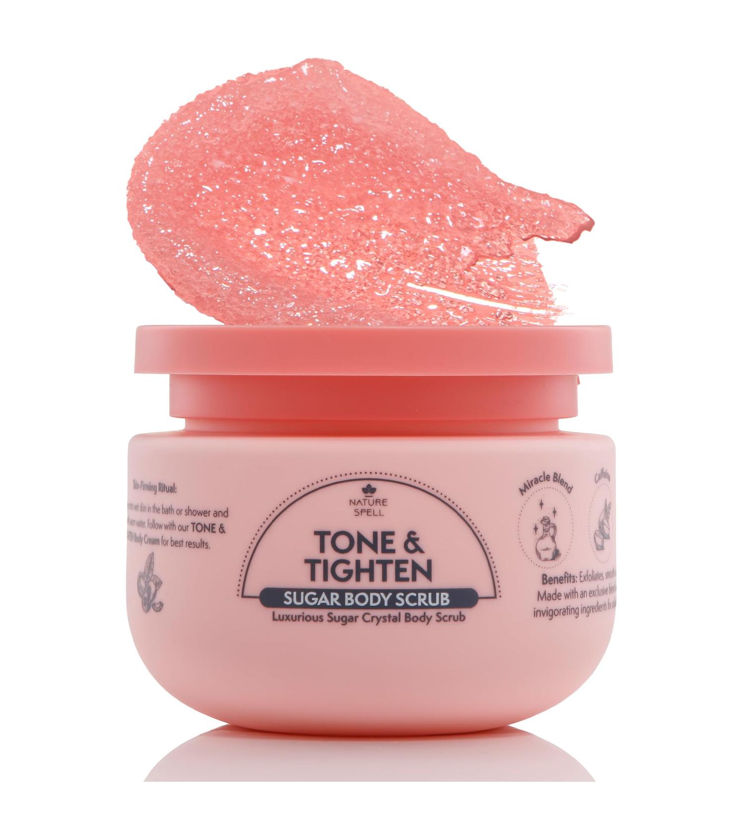 Nature Spell Tone & Tighten Sugar Crystal Body Scrub 300g Exfoliating Body Scrub Hyaluronic Acid Ginseng Extract & Plant Collagen Made in the UK - Buy Online on SooperMarket.com