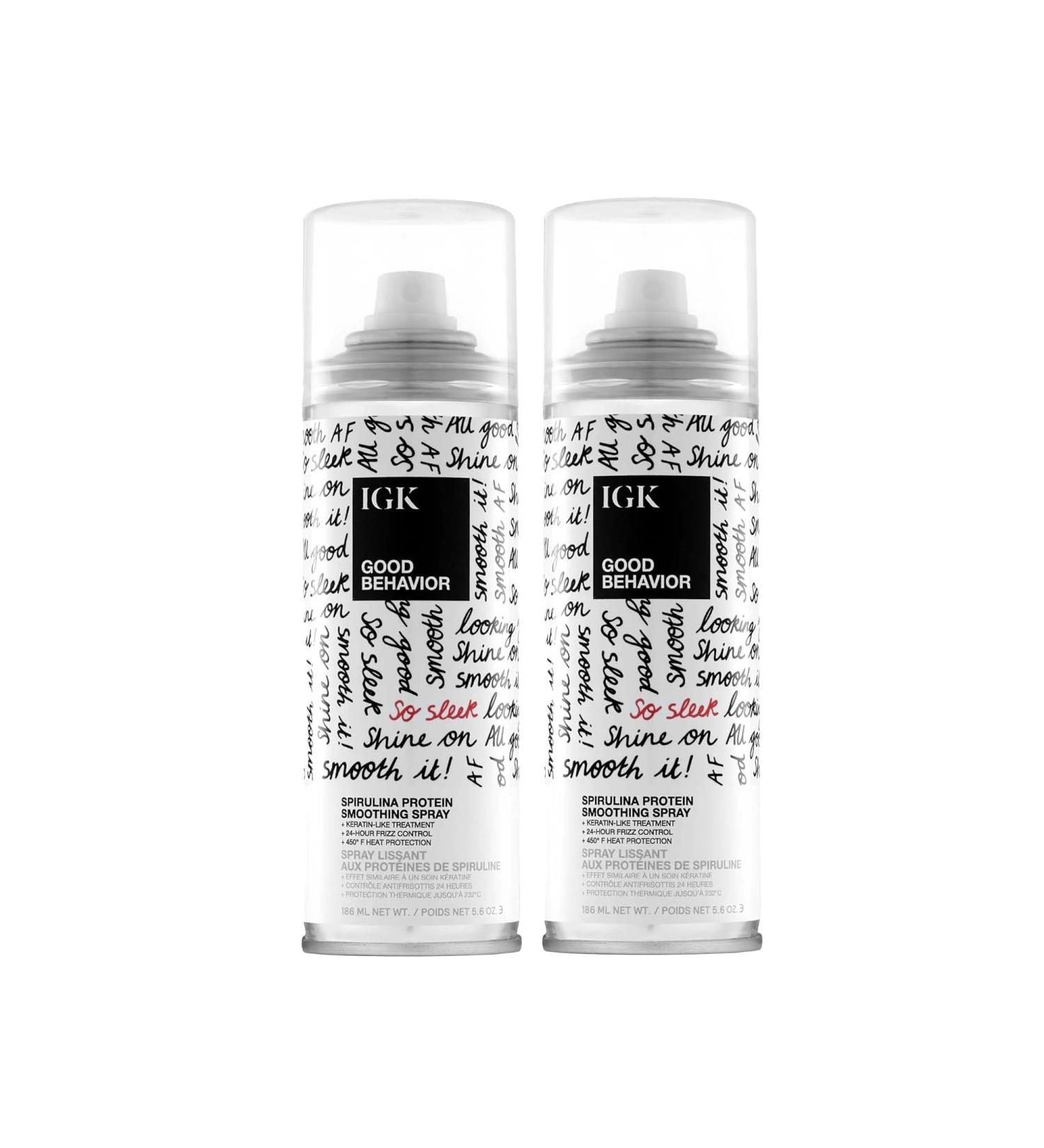 IGK GOOD BEHAVIOR Spirulina Protein Smoothing Spray | Keratin Like Treatment + Frizz Control + Heat Protectant | Vegan + Cruelty Free | 5.6 Oz (Pack of 2) 5.6 Fl Oz (Pack of 2) - Buy Online on SooperMarket.com