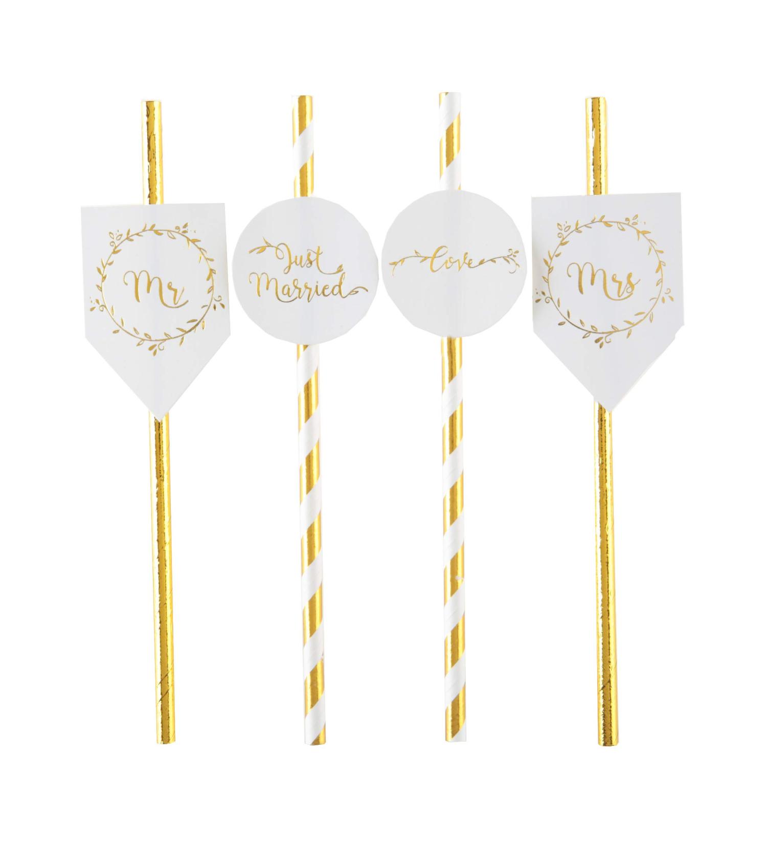 Santex Pack of 8 White Straws for Wedding