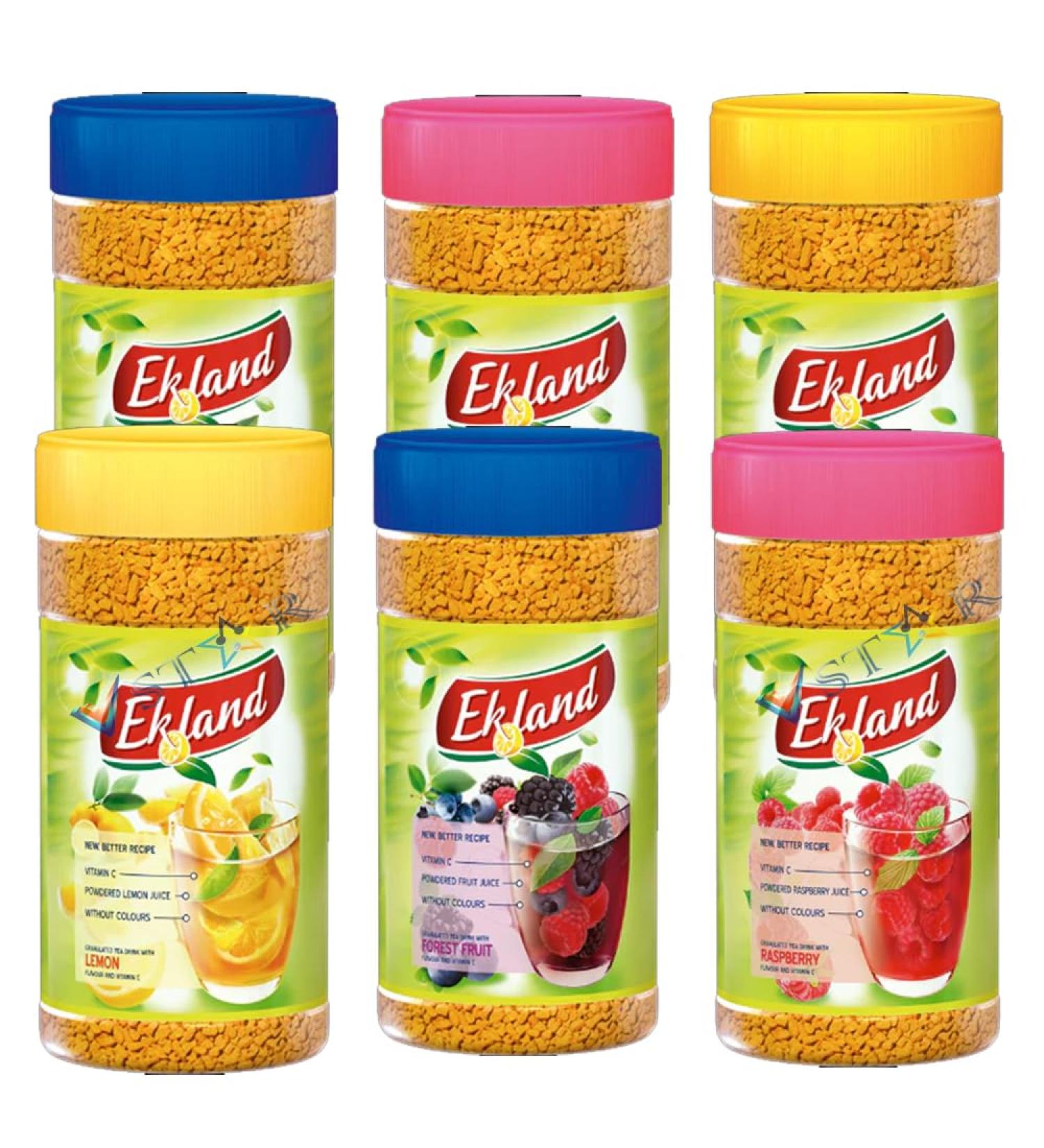 Ekoland Raspberry Multivitamin Lemon & Forest Fruit Flavoured Granulated Tea Drink 350g (2 Random Mixed) Random Mixed 2