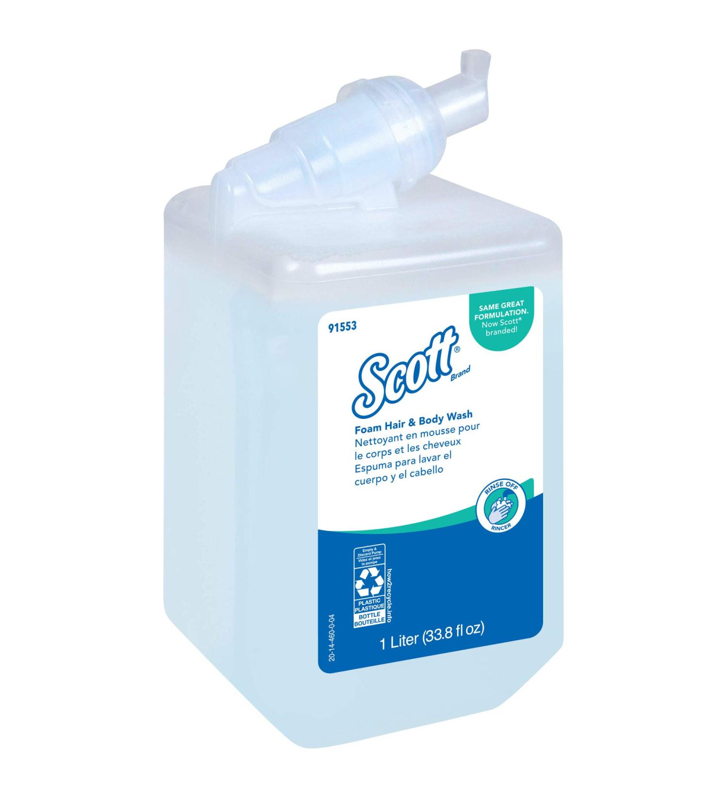 Scott Foam Hair and Body Wash (91553) Light Blue Fresh Scent Shampoo - 1.0L, 6 Pack/Case - Buy Online on SooperMarket.com