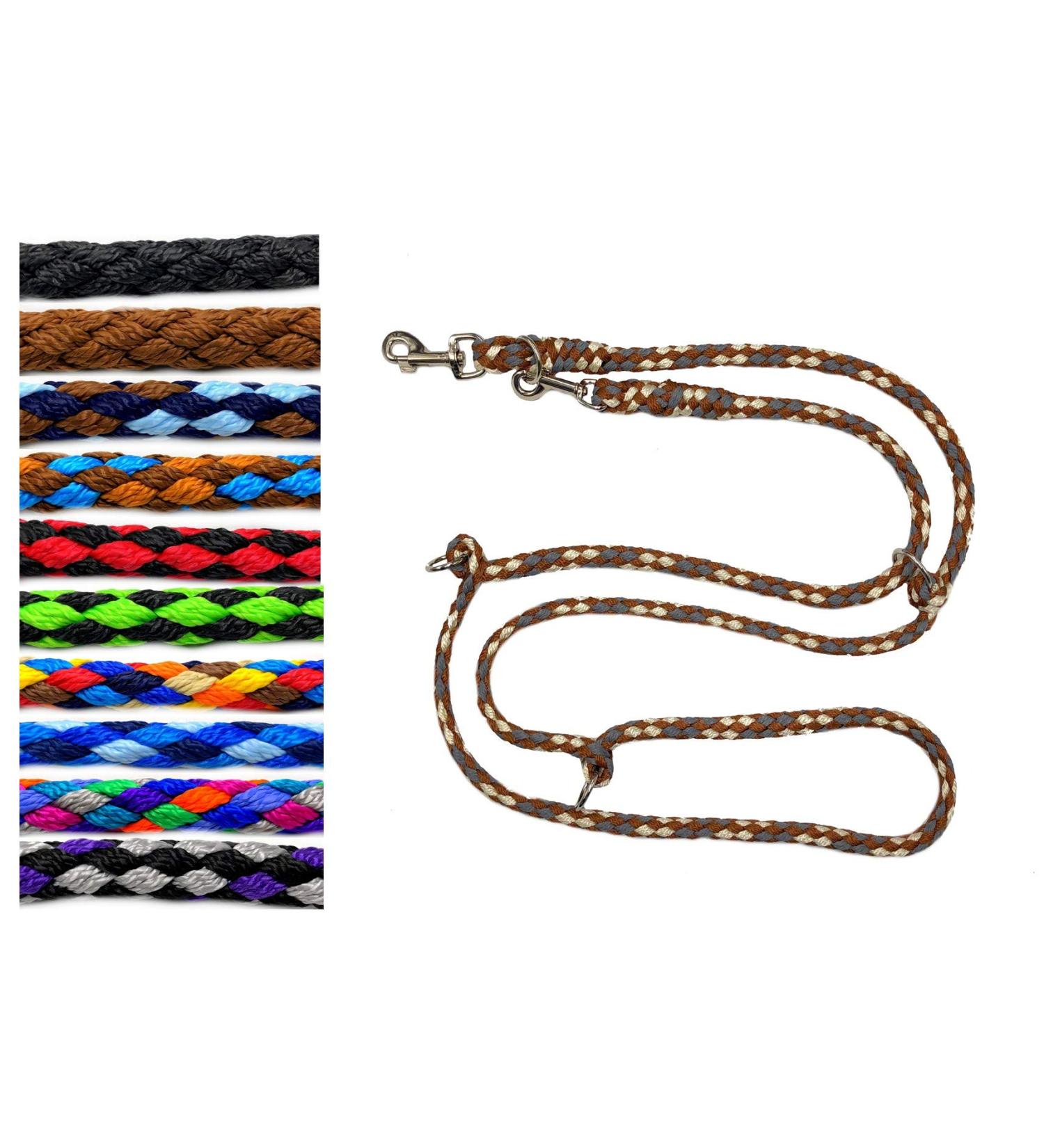 Adjustable Double Linen Dog Leash for Large Dogs Up to 80kg - 2.4m 2.8m 3.5m & 5m | Durable & Stable | Available in Brown Gray Beige - Buy Online on SooperMarket.com