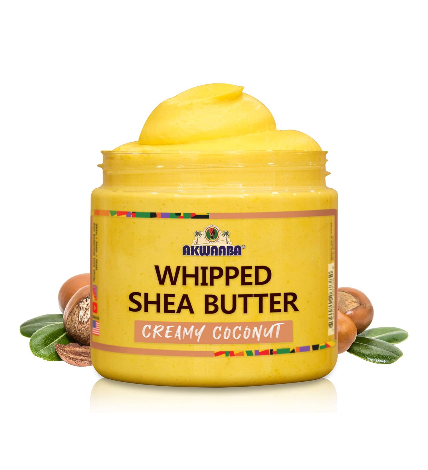AKWAABA Whipped Shea Butter (Creamy Coconut) 12 oz - Natural Yellow - Body & Hair Moisturizer with Raw Shea Butter from Ghana - Rich in Vitamins A and E - Buy Online on SooperMarket.com
