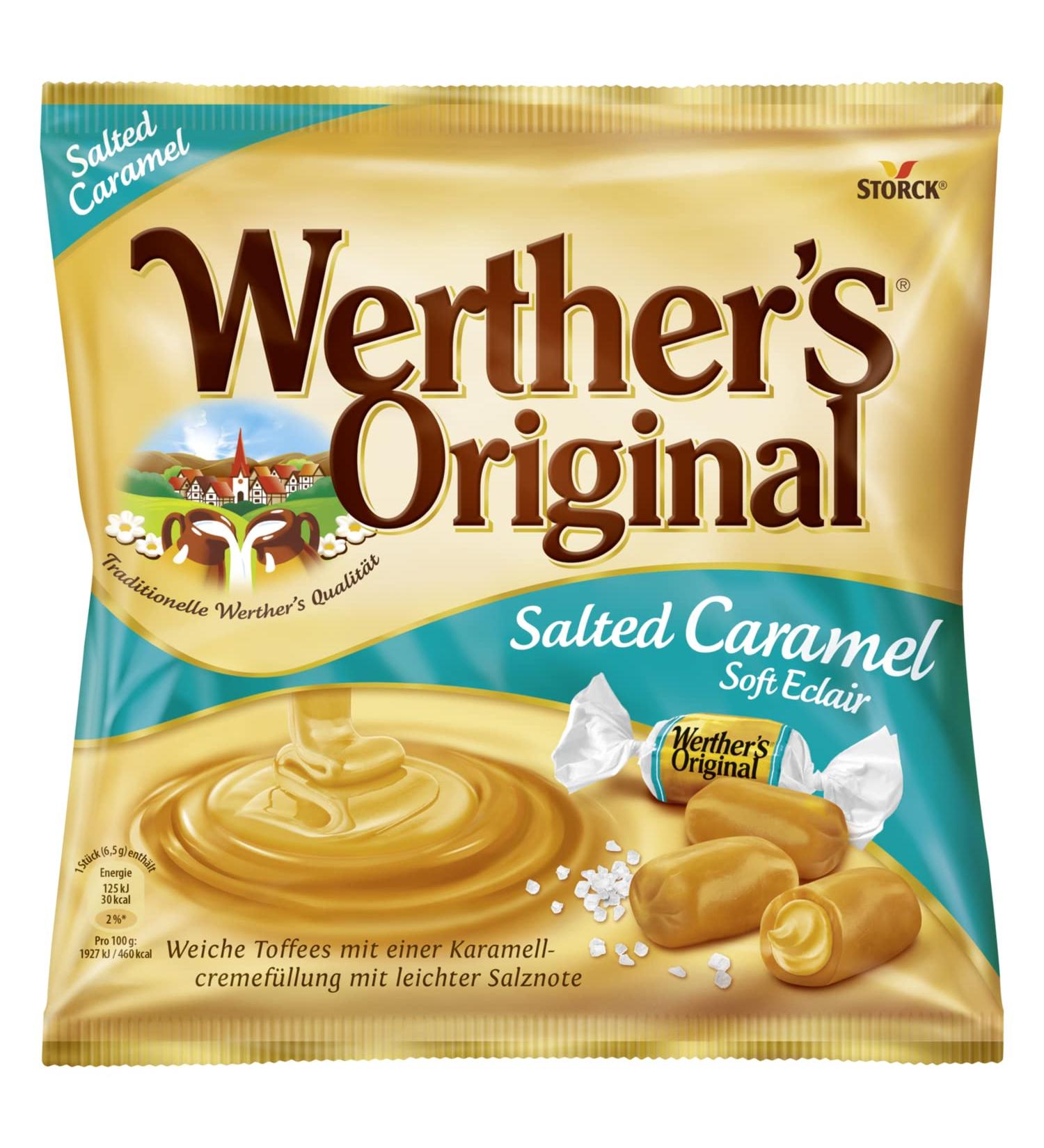 Werther's Original Salted Caramel Soft Eclair 180g - Creamy Caramel Filling International Shipping Available - Buy Online on SooperMarket.com