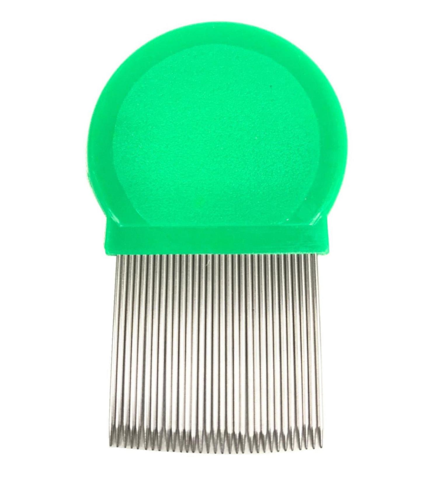 HTBRUSH GREEN Head Lice Headlice Treatment Comb Flea Eggs Remover Long Metal Teeth Pet Dog Cat UK FAST POST