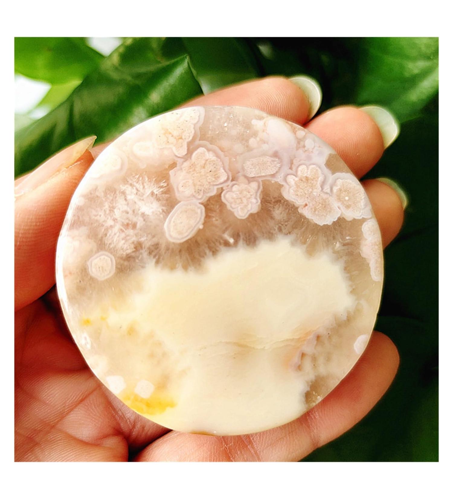 Natural Crystal Rough Natural Stone Cherry Blossom Agate Bracelet Heart Palm Stone Shaman Feng Shui Crystal Room Ornament (Color : 80-90g) - Buy Online on SooperMarket.com