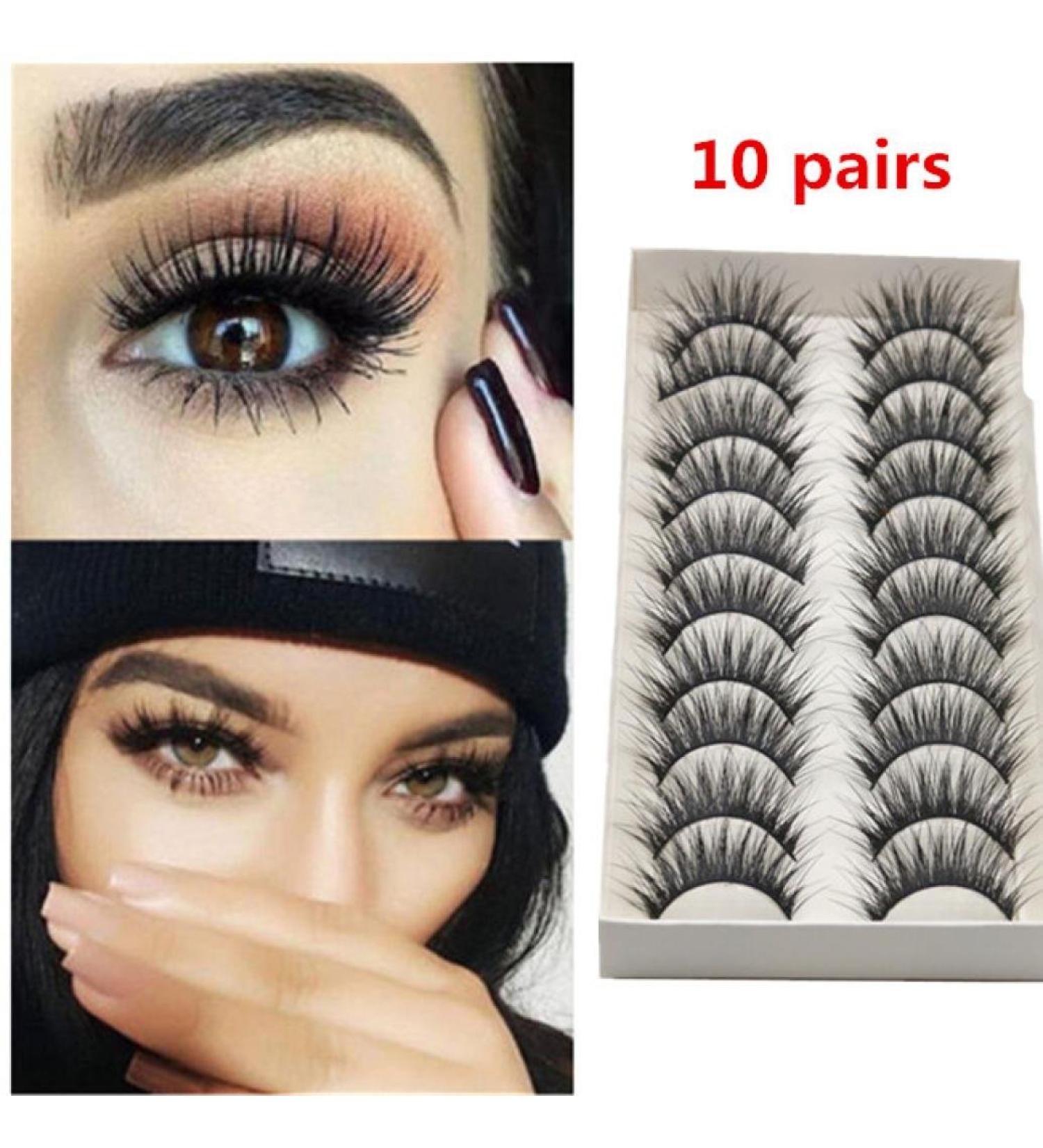 Clearance!Sumen 10 Pair Thick Long Black Cross False Eyelashes Makeup Eye Lash Extension - Buy Online on SooperMarket.com