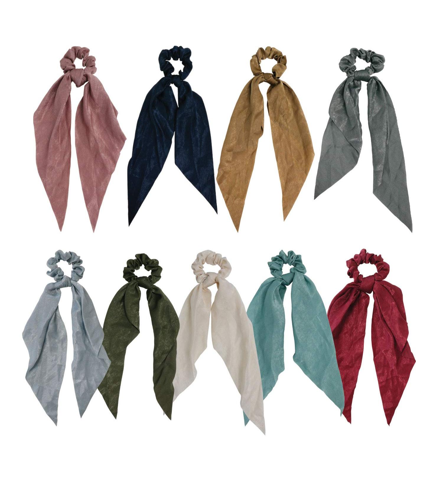 Getacota 9-Piece Bowknot Hair Scrunchies Set - Satin Chiffon Long Tail Scrunchy Scarf Vintage Ponytail Holder for Women - Buy Online on SooperMarket.com