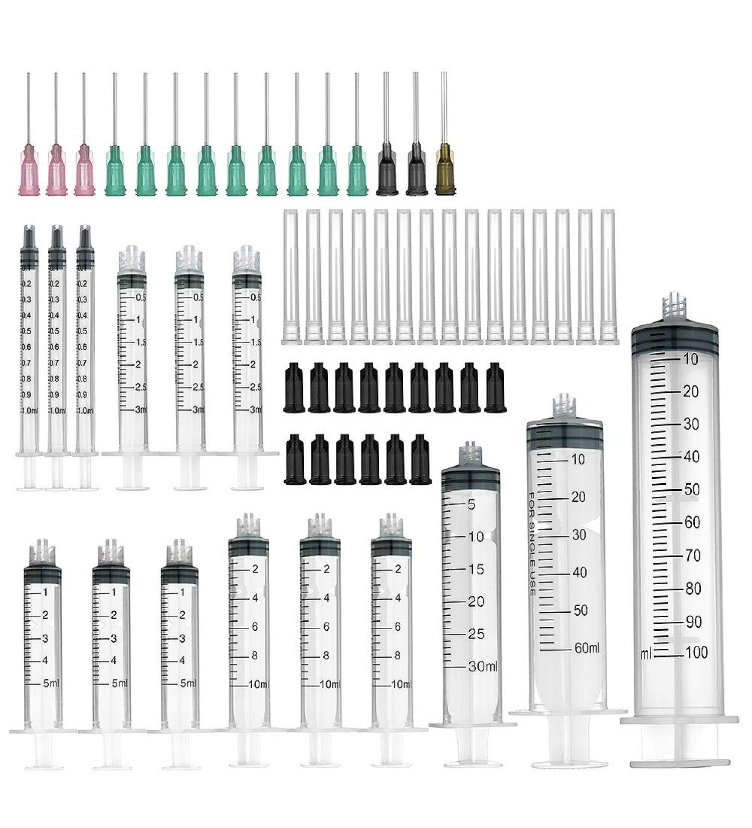 Buy Blunt Needle Syringes - 15 Pack (100ml 60ml 30ml 10ml 5ml 3ml 1ml) with Storage Caps - International Shipping - Buy Online on SooperMarket.com