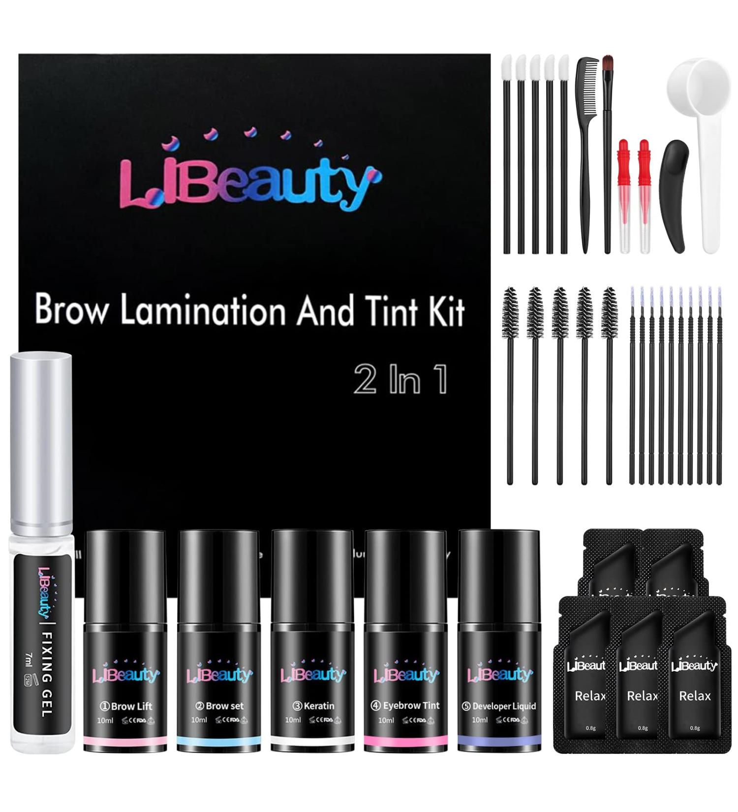 Libeauty Brow Lamination and Color Kit - DIY Eyebrow Perm & Color 2 in 1 | Voluminous Salon Quality Brow Treatment for 2 Months - Brown (10ml) - Buy Online on SooperMarket.com