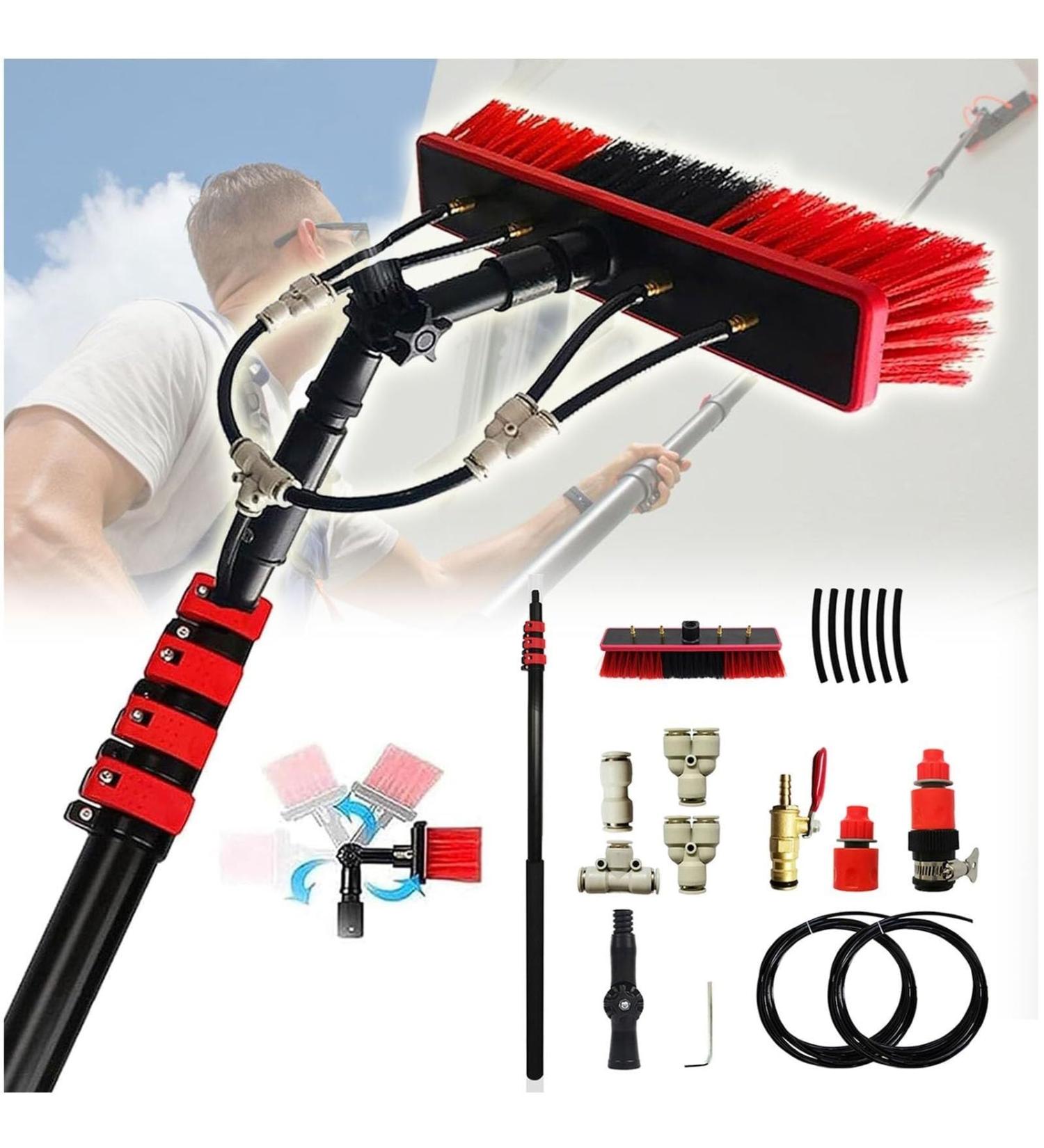 Window Cleaning Pole Water Fed Telescopic Brush Extendable Cleaner Conservatory Roof Suitable For Photovoltaic Panel Cleaning Windows Trucks 55cm Brush Head 12M/39FT - Buy Online on SooperMarket.com