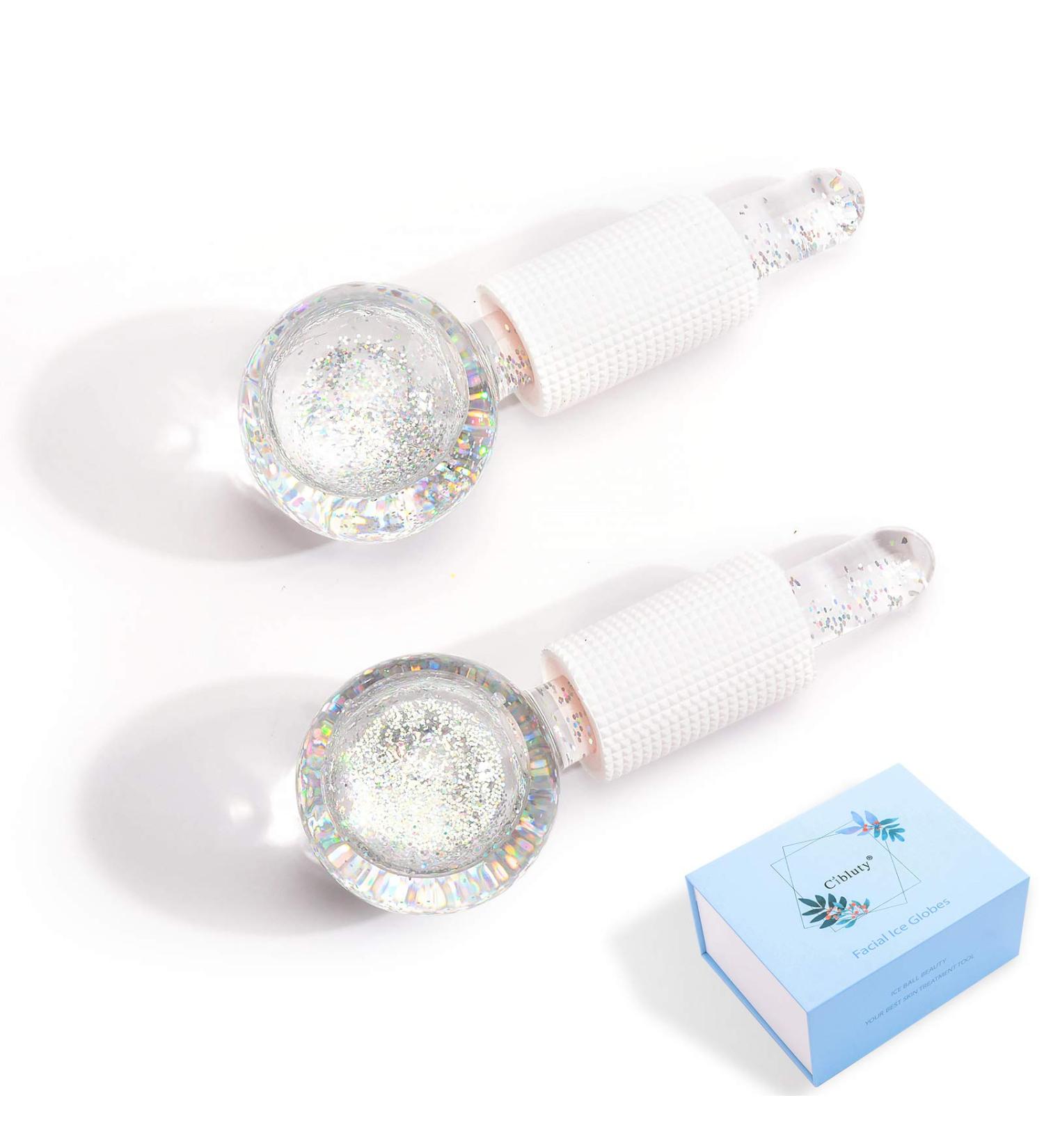 CIBLUTY ICE BEAUTY BALLS for Facial - 2 PCS Colorless White Face Roller Balls | Anti-Freeze Liquid for Puffiness, Pores, Wrinkles - Buy Online on SooperMarket.com