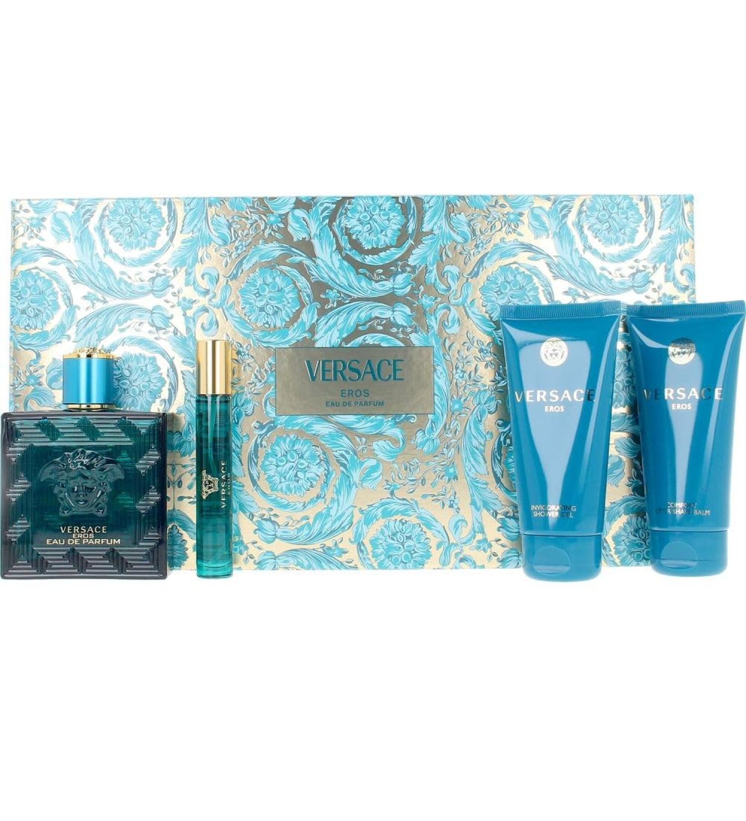 Versace Eros for Men - 4 Pc Gift Set 3.4oz EDP Spray 2.5oz Shower Gel 2.5oz After Shave Balm 0.33oz EDP Spray