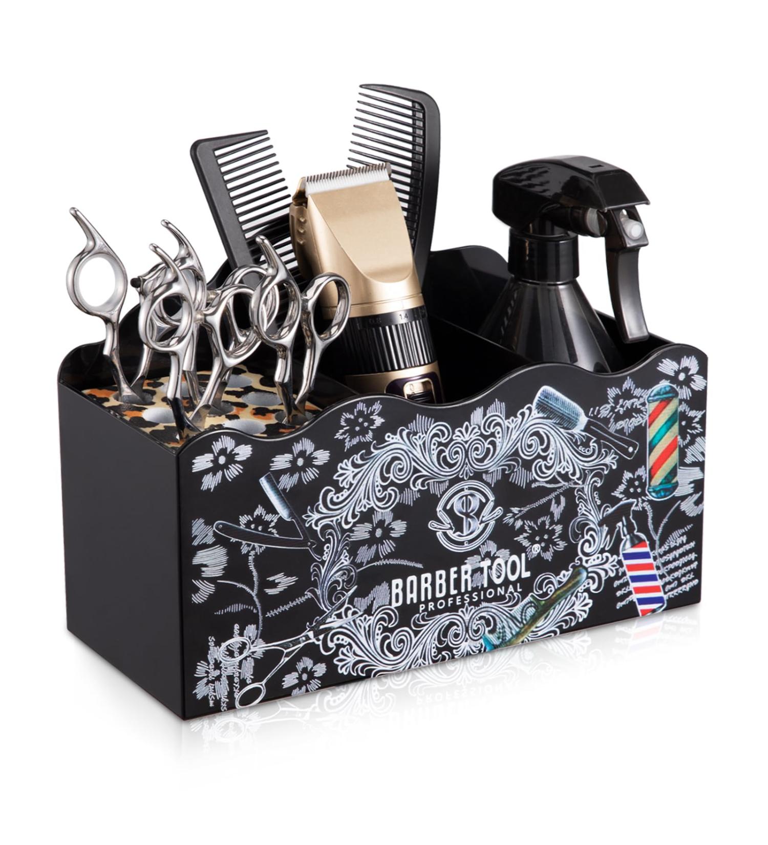 Buy No LIFE Barber Scissors Holder Box - Black 3-Grille Organizer for Hairdressing Salons | Desktop Container with Sponge & Clips | Essential Barber Accessories - Buy Online on SooperMarket.com