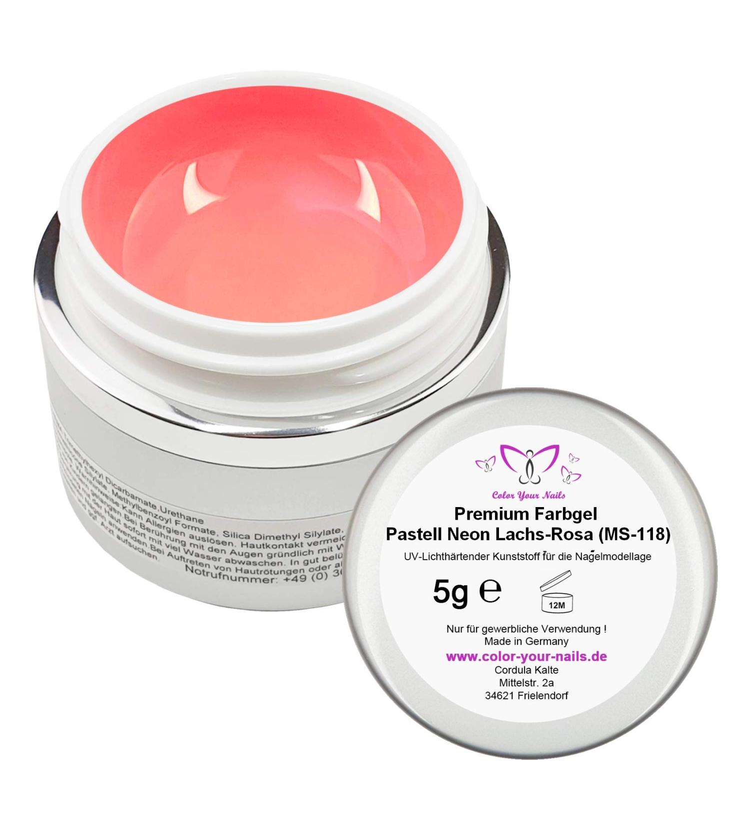 5g Premium PASTEL Neon Color Gel Salmon Pink (MS-118) high coverage in 1 layer