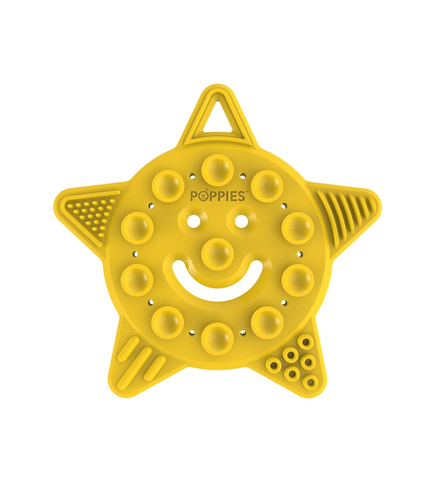 Poppies Smiley The Star BPA-Free Silicone Suction Cup Teether & Sensory Bath Toy (Yellow) - Buy Online on SooperMarket.com