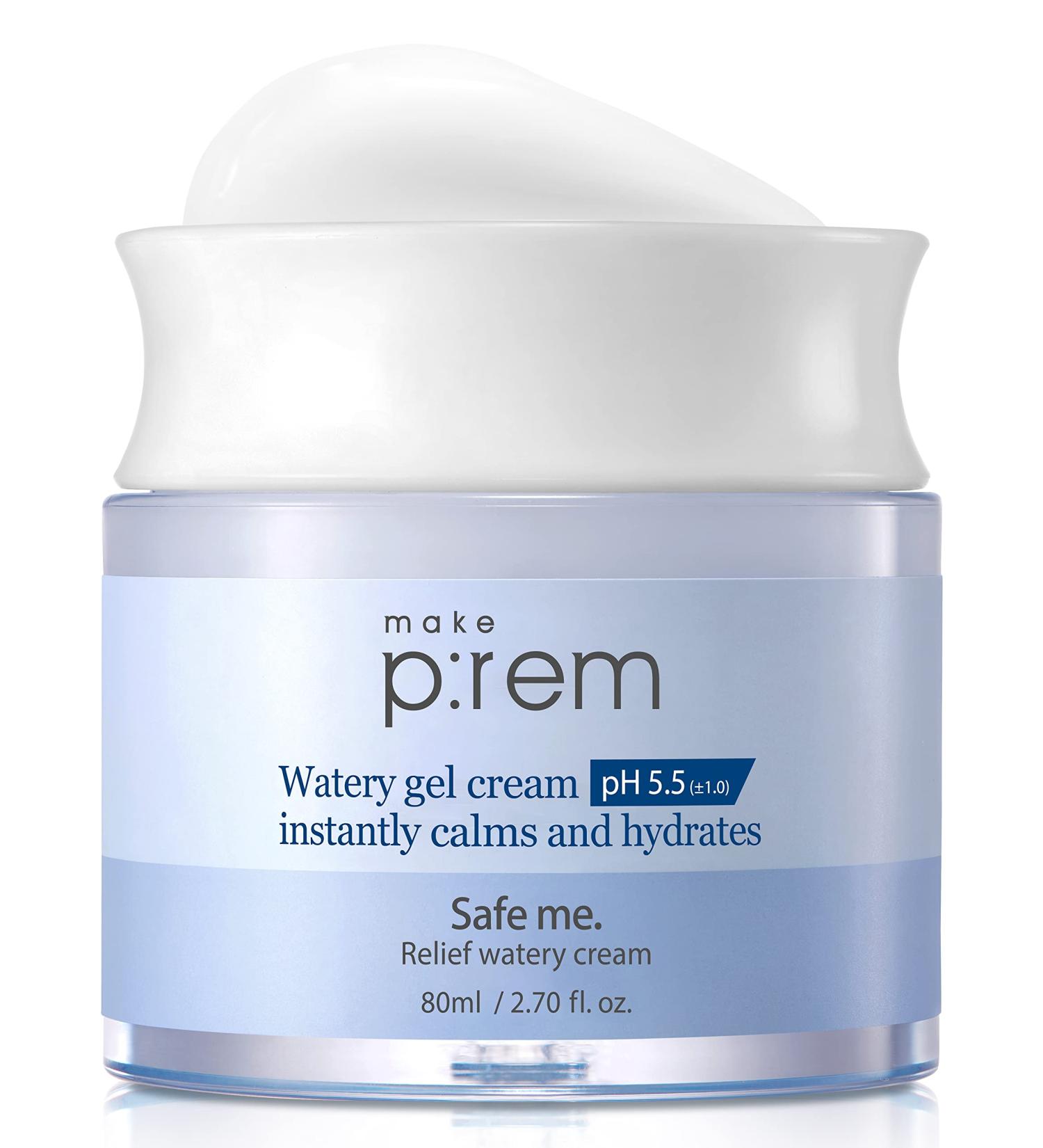MAKEPREM Safe Me Relief Watery Gel Cream pH 5.5 2.70 Fl Oz | Calming Hydration with JEJU Cactus Extracts & Hyaluronic Acid - Buy Online on SooperMarket.com