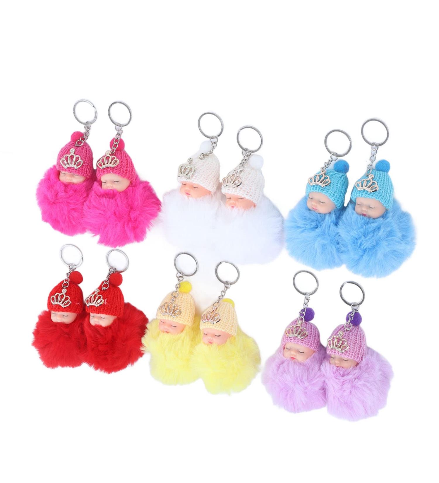 Buy mlida Sleeping Baby Pendant Keychain - Cute Fluffy Fur Doll Luggage Tag | International Shipping Available - Buy Online on SooperMarket.com