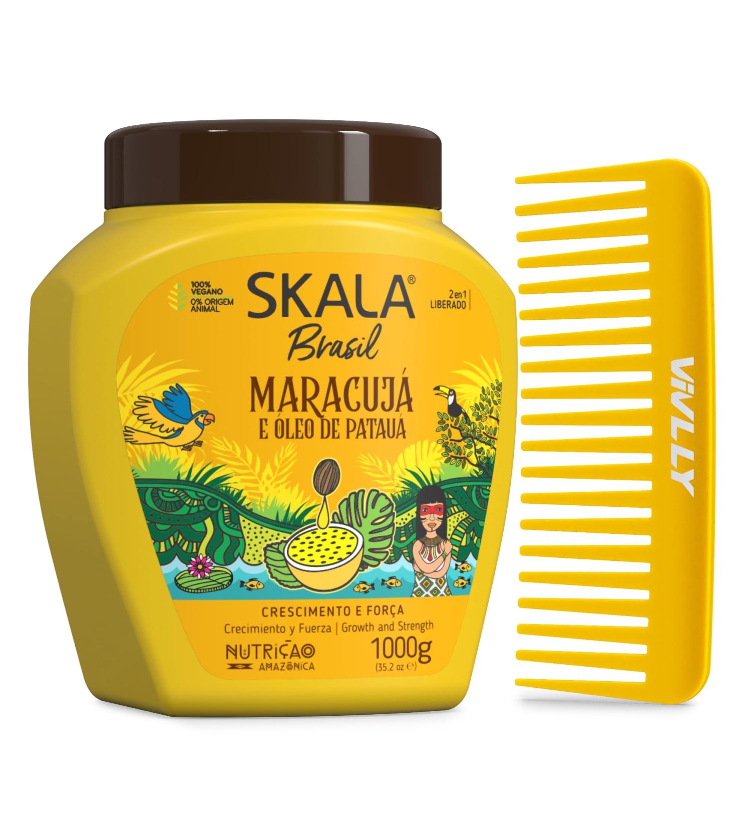 Skala Passion Fruit & Patau Oil Hair Care 1000g - Brazilian Treatment Cream Sulfate & Paraben Free Includes Free Comb - International Shipping Available - Buy Online on SooperMarket.com