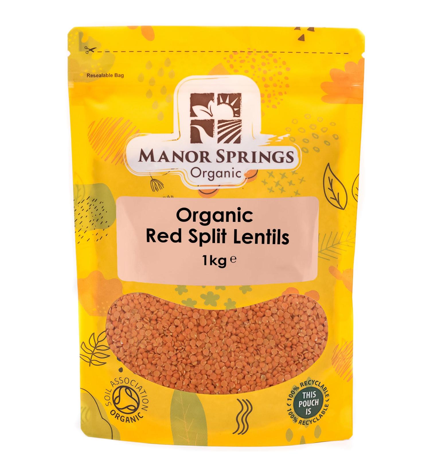 Manor Springs Organic Red Split Lentils 1kg - Certified Organic and High Quality - Buy Online on SooperMarket.com