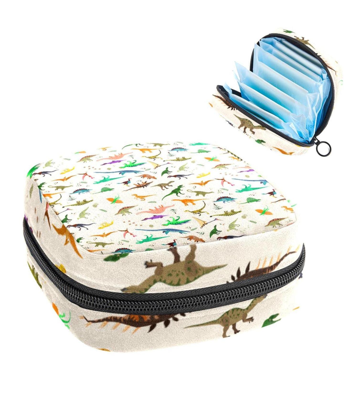 Cute Dinosaurs Pattern Menstrual Cup Pouch - Portable Period Bag for Women - Multi-colored - 1Pcs - Buy Online on SooperMarket.com
