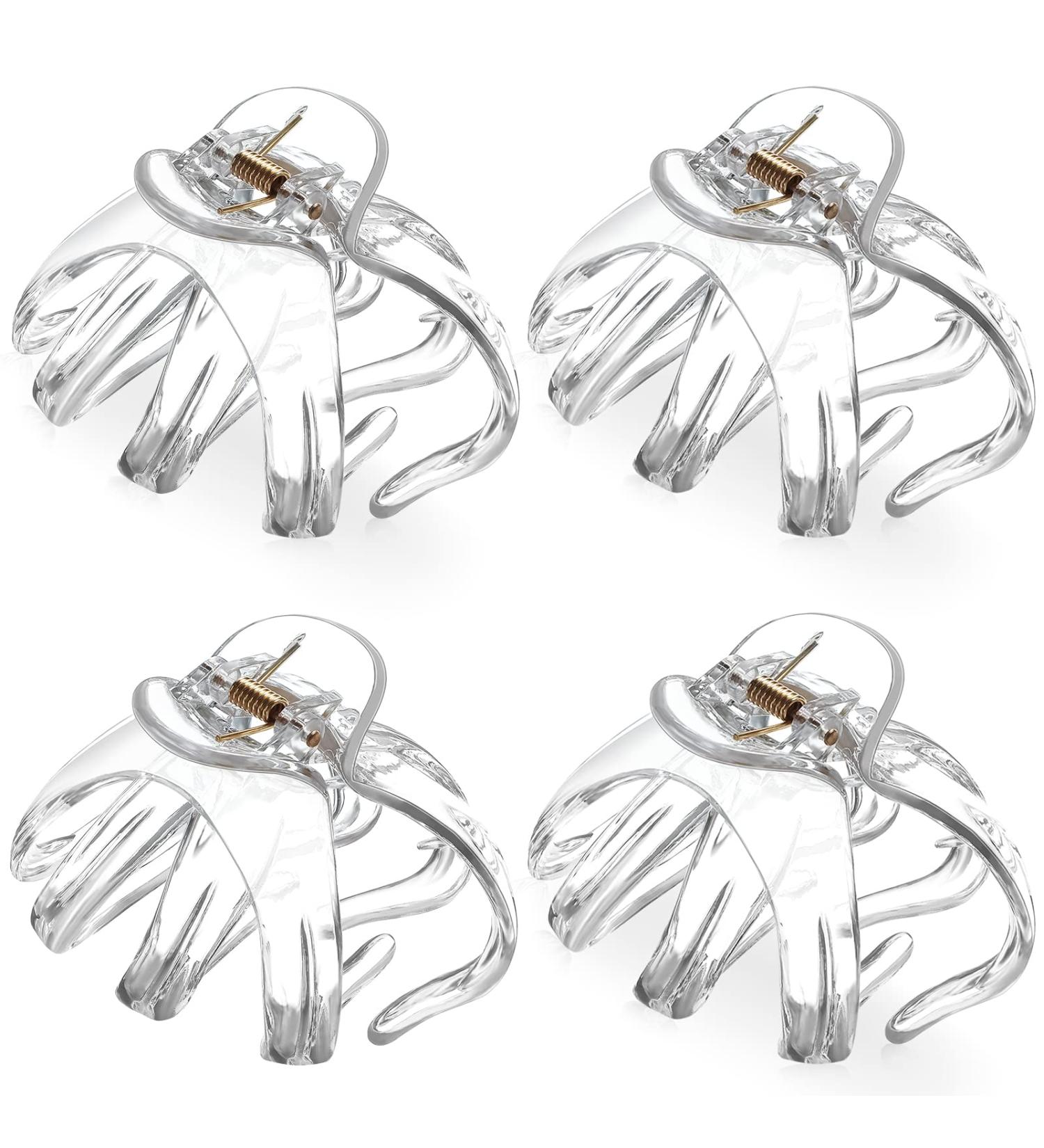 4 Pack Octopus Hair Clips for Thick Long Hair - No Slip Grip (Clear, 8.5 cm) - Buy Online on SooperMarket.com