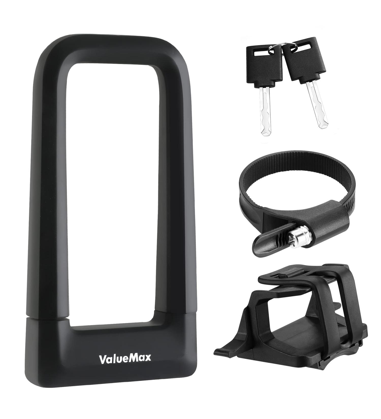 ValueMax 17mm Heavy Duty Bike U-Lock with Mounting Bracket | Anti Theft U-Lock for Bicycles/Motorcycles/Scooters | Black - Buy Online on SooperMarket.com