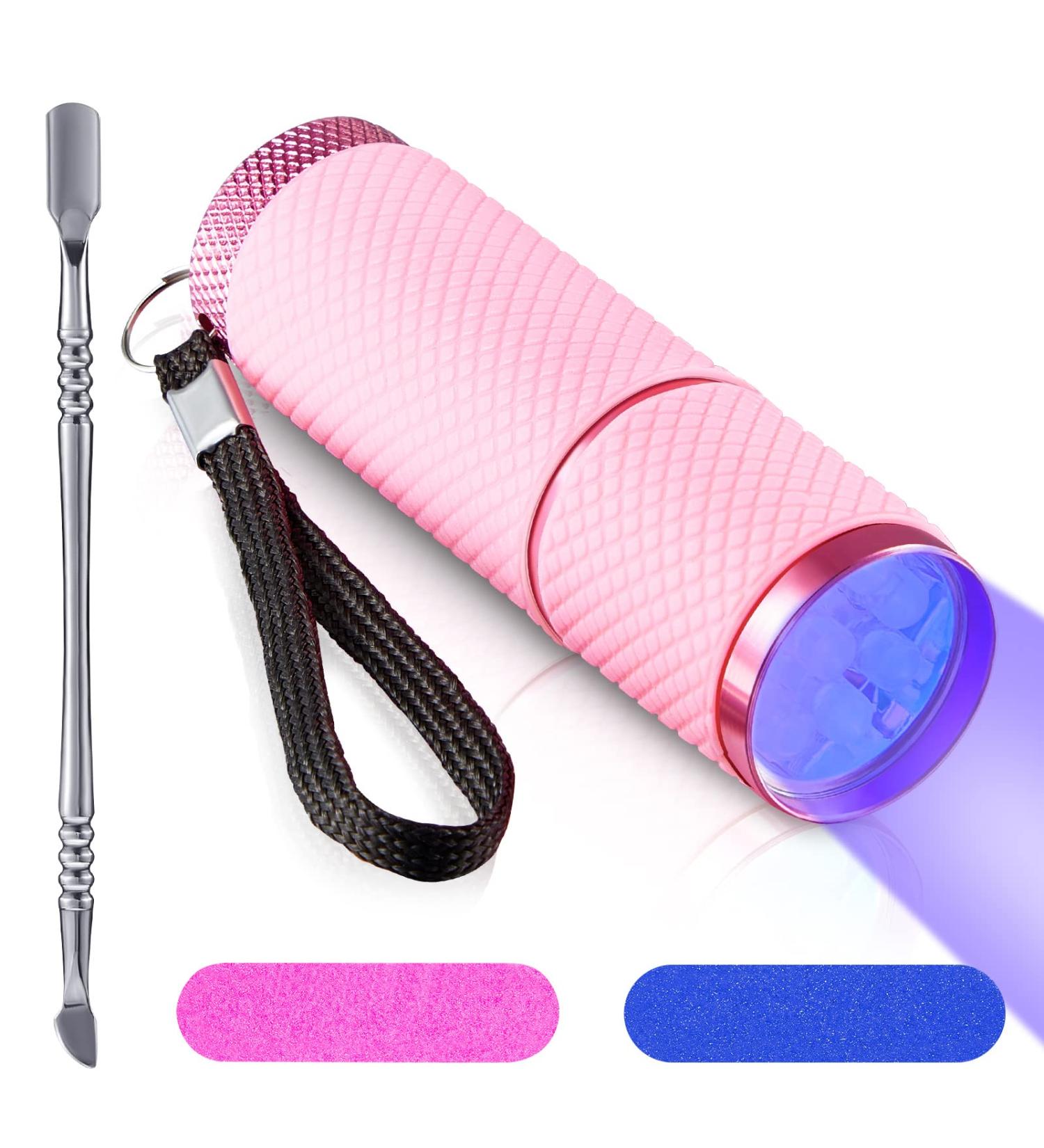 Chumia Mini UV LED Nail Lamp for Gel Nails - Portable Manicure Tool with Nail Cuticle Pusher and Files (Pink) - Buy Online on SooperMarket.com