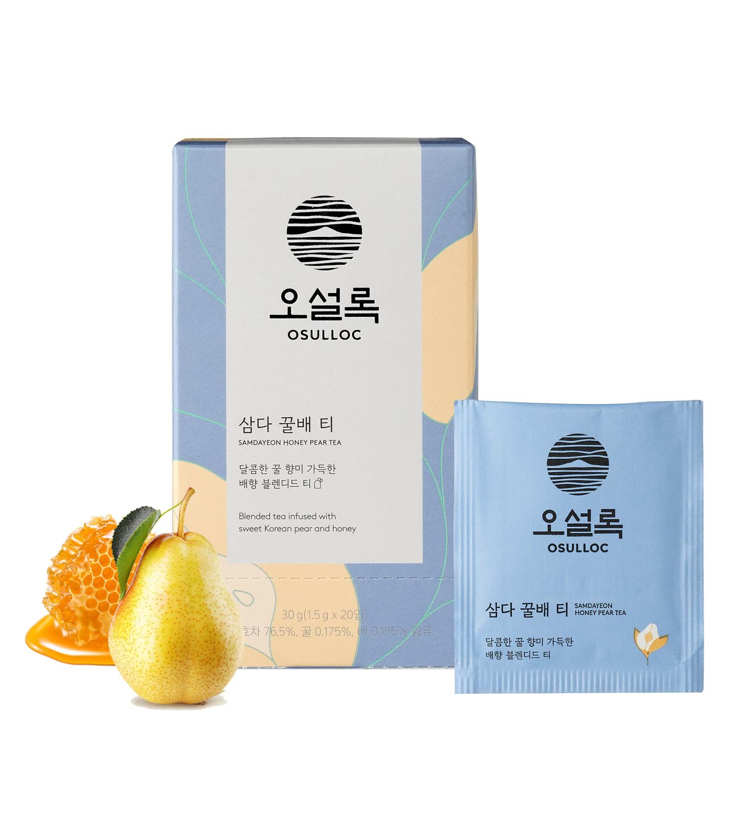 OSULLOC Honey Pear Tea: Premium Organic Blended Tea from Jeju - 20 Tea Bags (1.06 oz, 30g) - Buy Online on SooperMarket.com