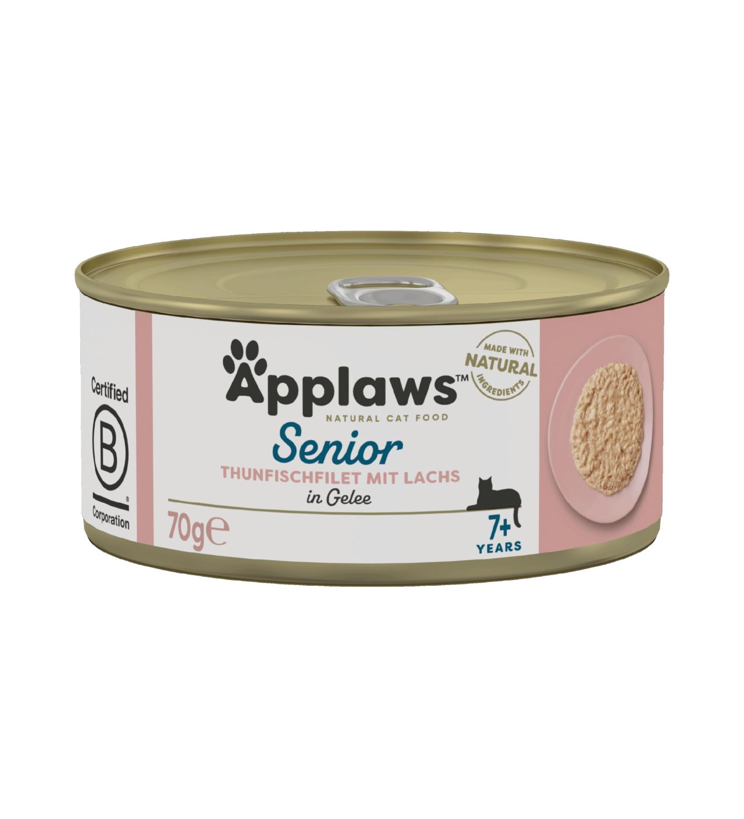 Applaws Natural Complete Wet Cat Food for Senior Cats - Tuna & Salmon in Broth | 70g Tin (24 Pack) - Premium Quality Grain-Free International Shipping - Buy Online on SooperMarket.com