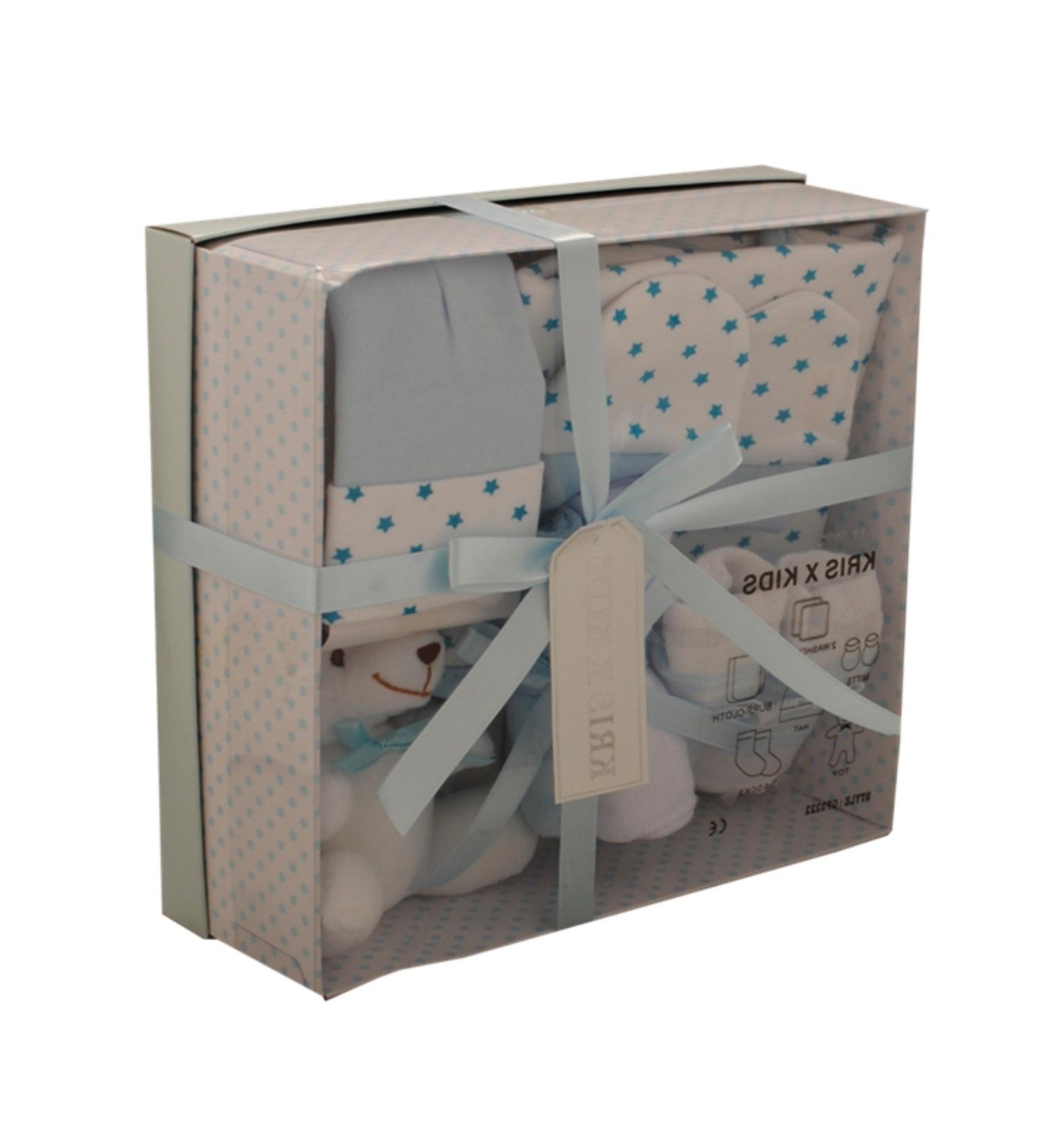 Newborn Baby 7 pcs Gift Set 0 - 3 Months. Available in Blue or Pink (Blue STARS)