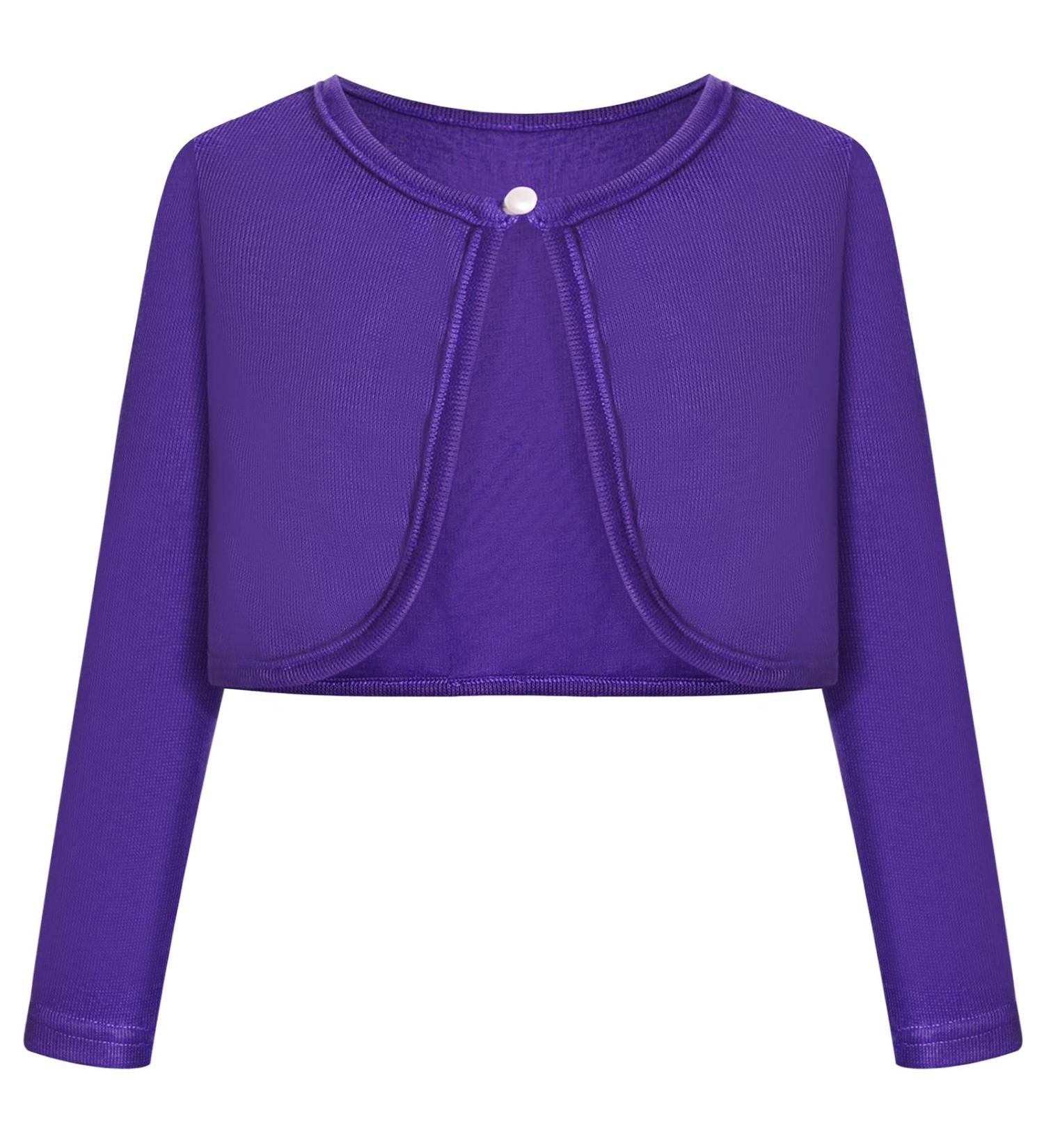 Bonny Billy Girls Long Sleeve Knitted Cotton Cardigan Shrug - Dark Purple (8-9 Years) - Buy Online on SooperMarket.com