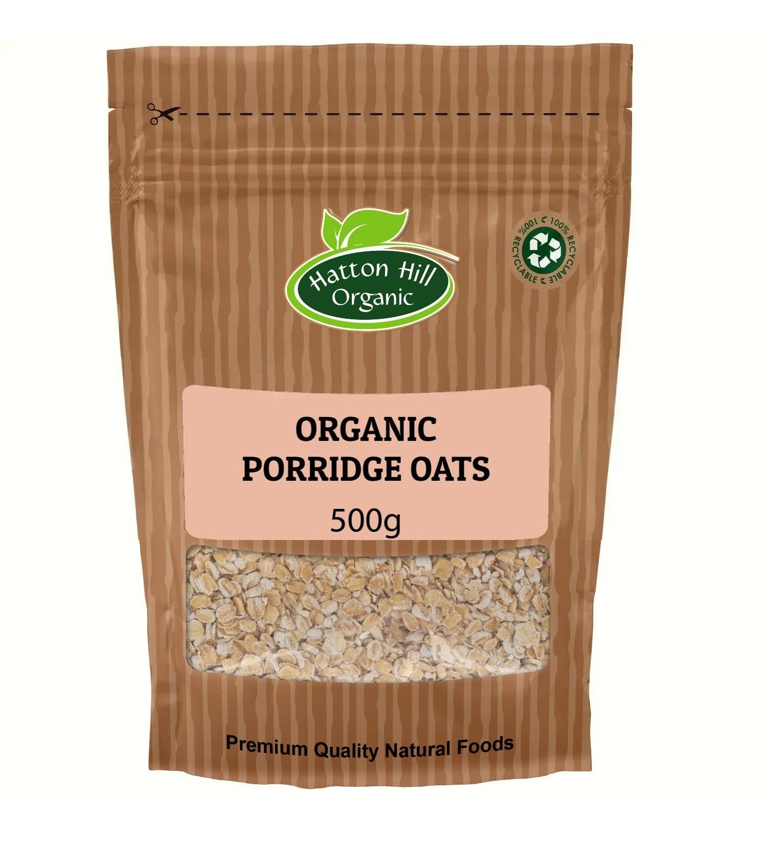 Organic Porridge Oats/Rolled Oat Flakes 500g by Hatton Hill Organic - Buy Online on SooperMarket.com
