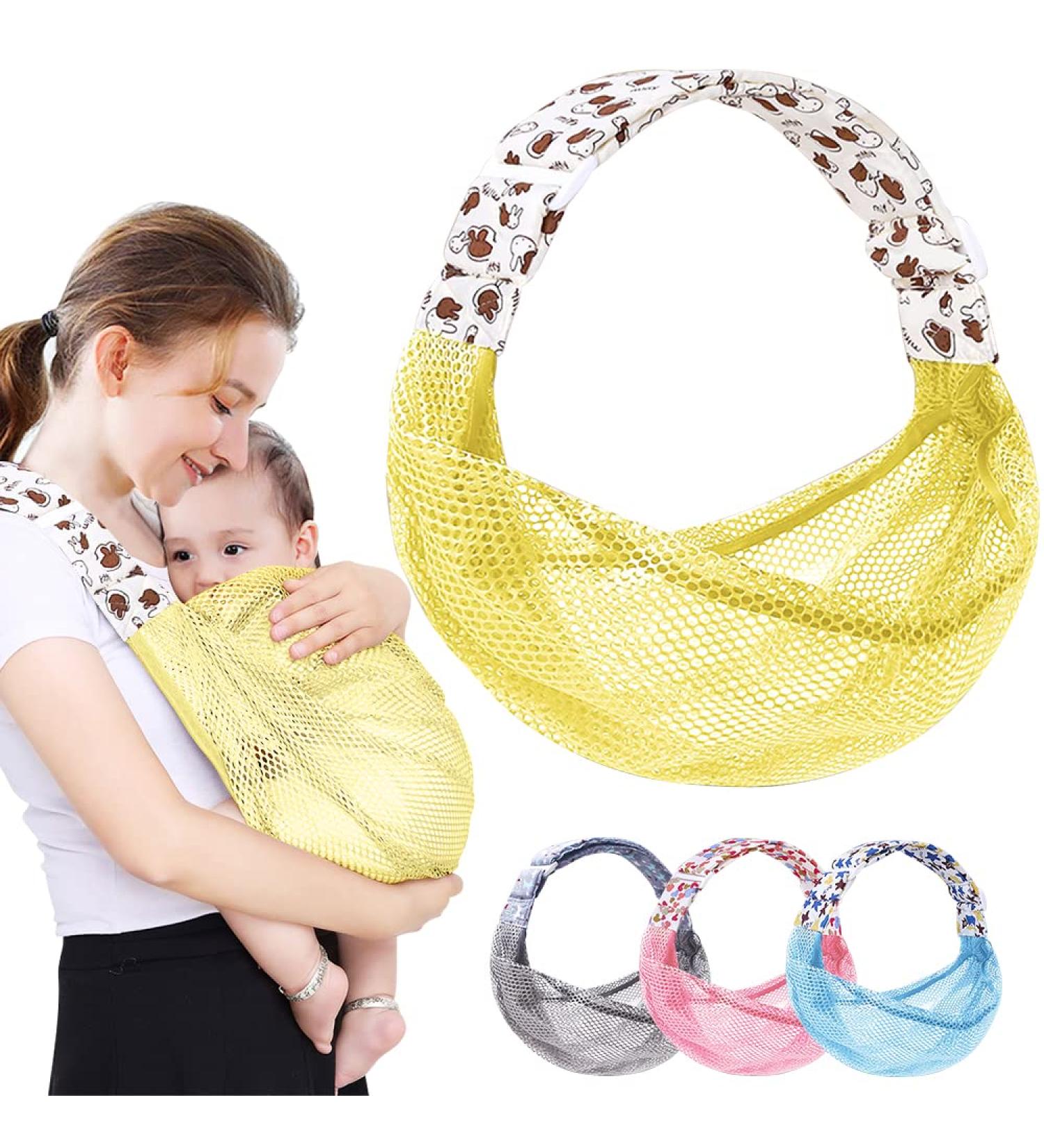 HINATAA Breathable Baby Sling | Adjustable & Quick Dry Mesh Fabric Wrap for Newborn Carrying | Yellow - Buy Online on SooperMarket.com