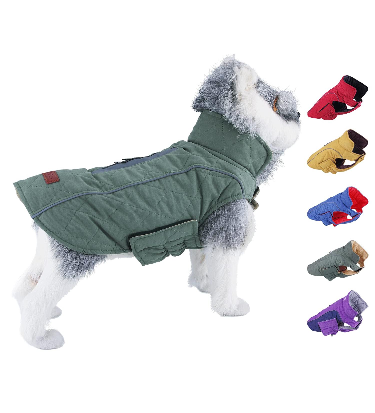 ThinkPet Dog Winter Cold Weather Coat - Waterproof Reversible Jacket for Small Medium Large Dogs - Warm Reflective Vest with Thick Padding - Size L (Green) - Buy Online on SooperMarket.com