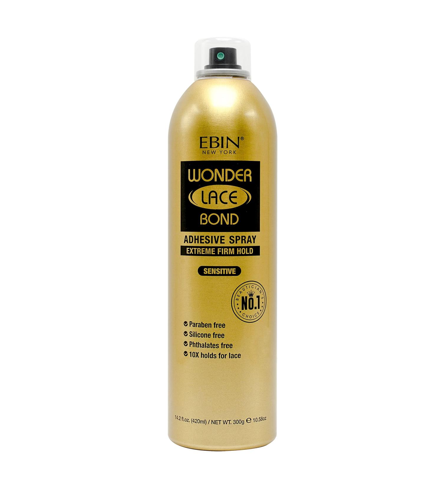 EBIN NEW YORK Wonder Lace Bond Adhesive Spray Sensitive - Extreme Firm Hold 14.2 fl. oz./ 402mL |Sensitive Use Fast Drying No Residue No Build-up Powerful Hold All-Day Hold Easy Daily Wig Install Sensitive 14.2 fl oz / 400mL - Buy Online on SooperMarket.com