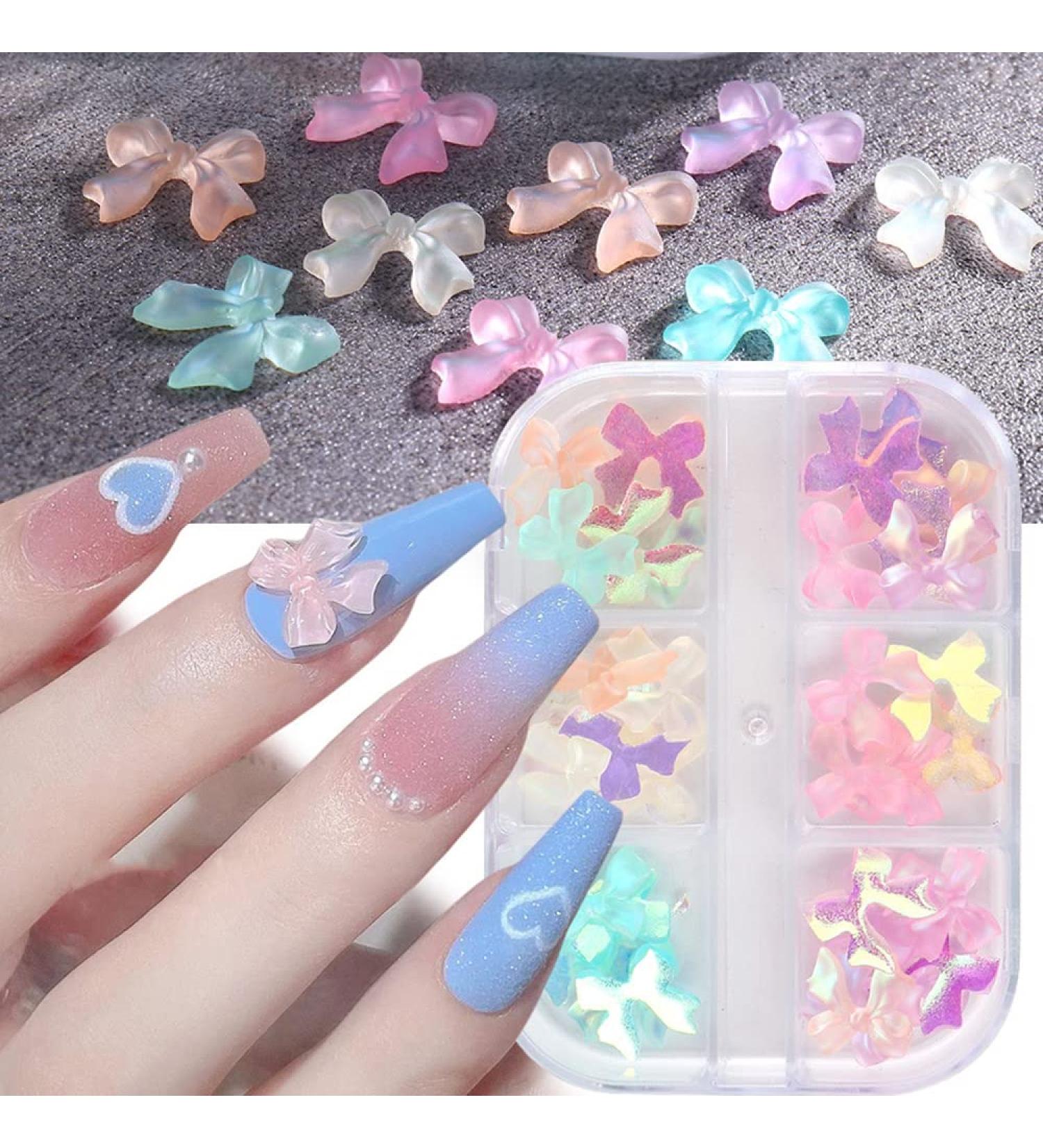 3D Butterfly Bow Nail Charms for Acrylic Nail Art - Aurora Crystal Resin Jewelry Supplies - Buy Online on SooperMarket.com